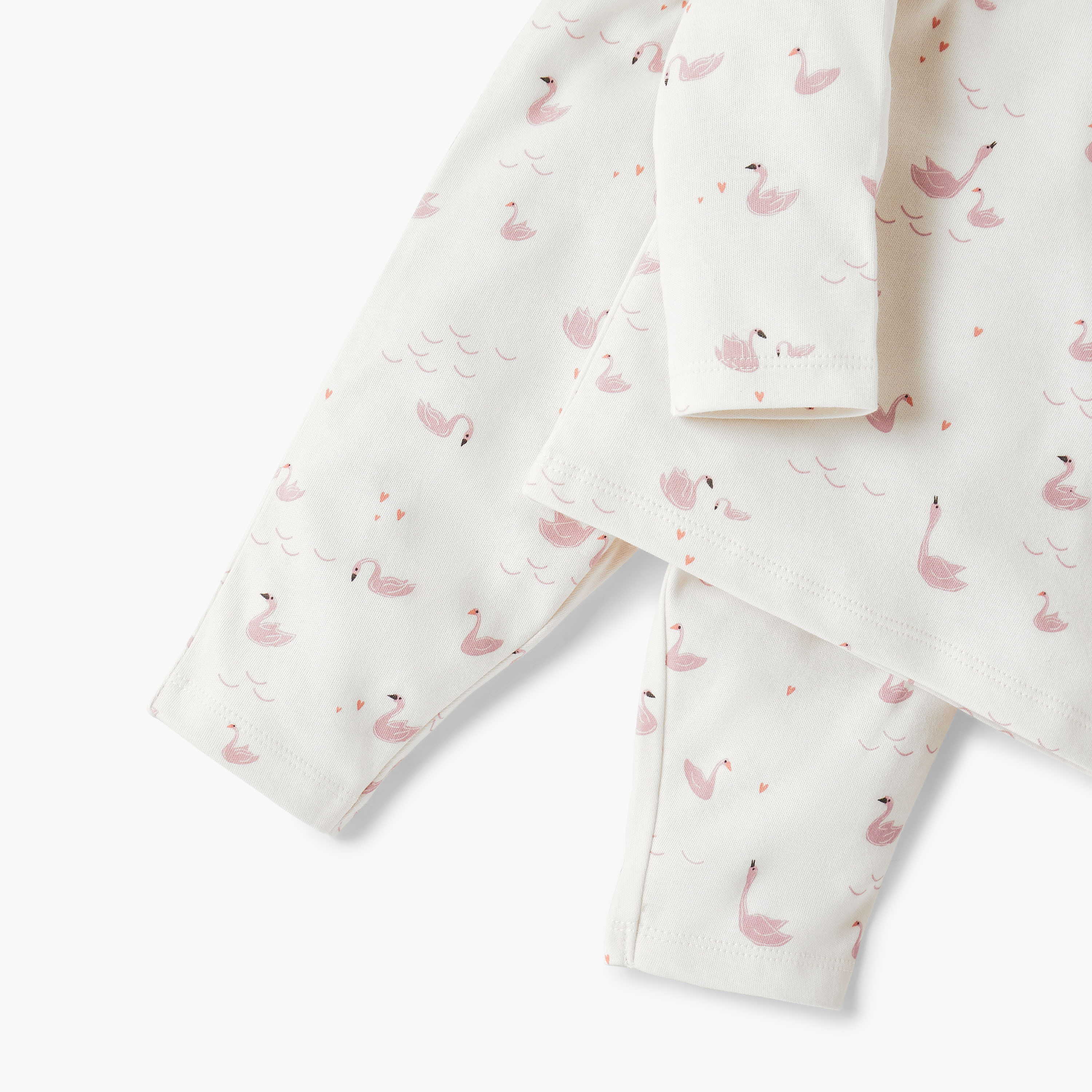 Juniors Swan Print T-shirt and Pyjama Set-baby-girls-clothing-nightwear-pyjamasets-image-5