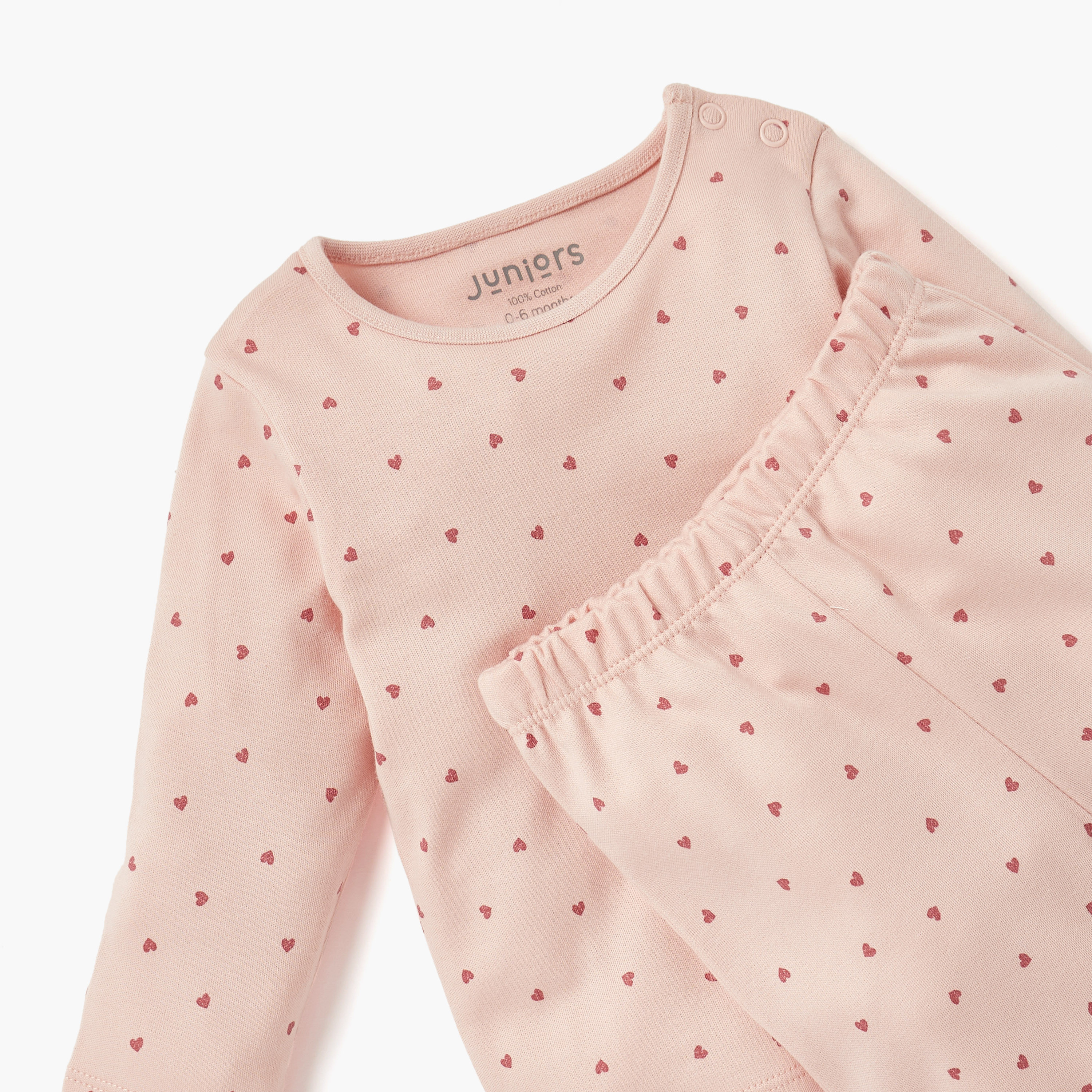 Juniors Heart Print T-shirt and Pyjama Set-baby-girls-clothing-nightwear-pyjamasets-image-3