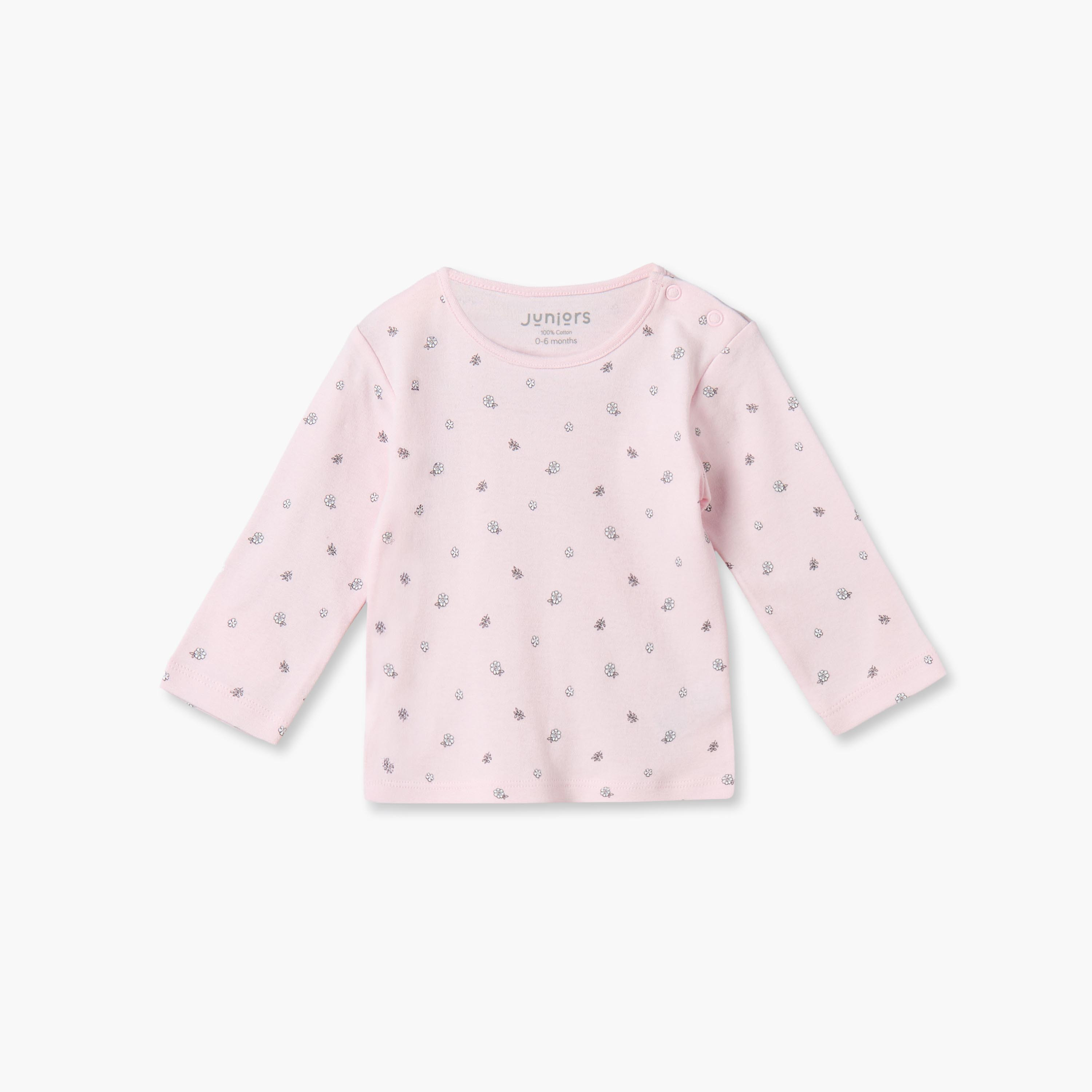 طقم بيجاما قطن بياقة مستديرة وأكمام طويلة وطبعات من جونيورز-baby-girls-clothing-nightwear-pyjamasets-image-2
