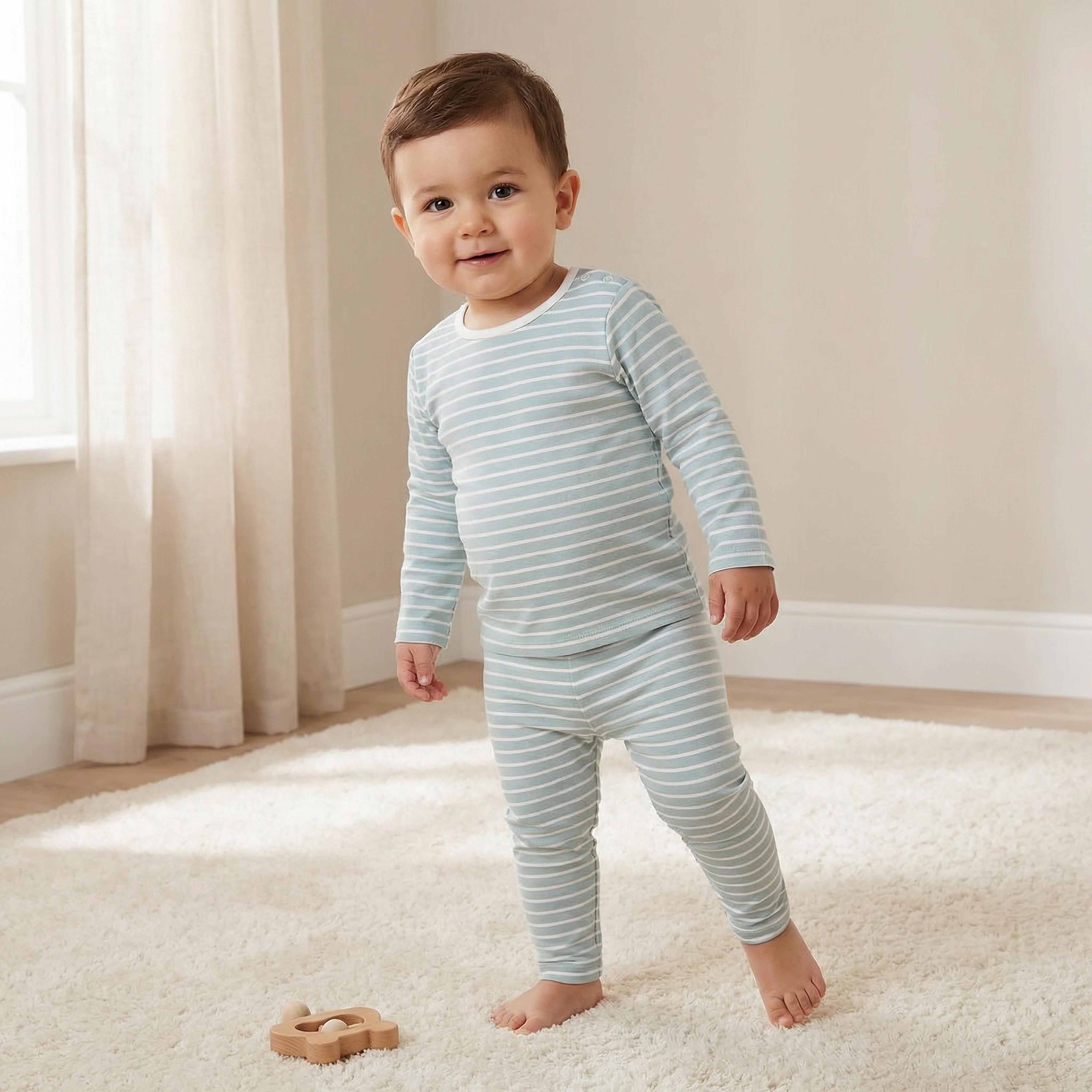 Juniors Striped T-shirt and Pyjama Set-baby-boys-clothing-nightwear-pyjamasets-image-1