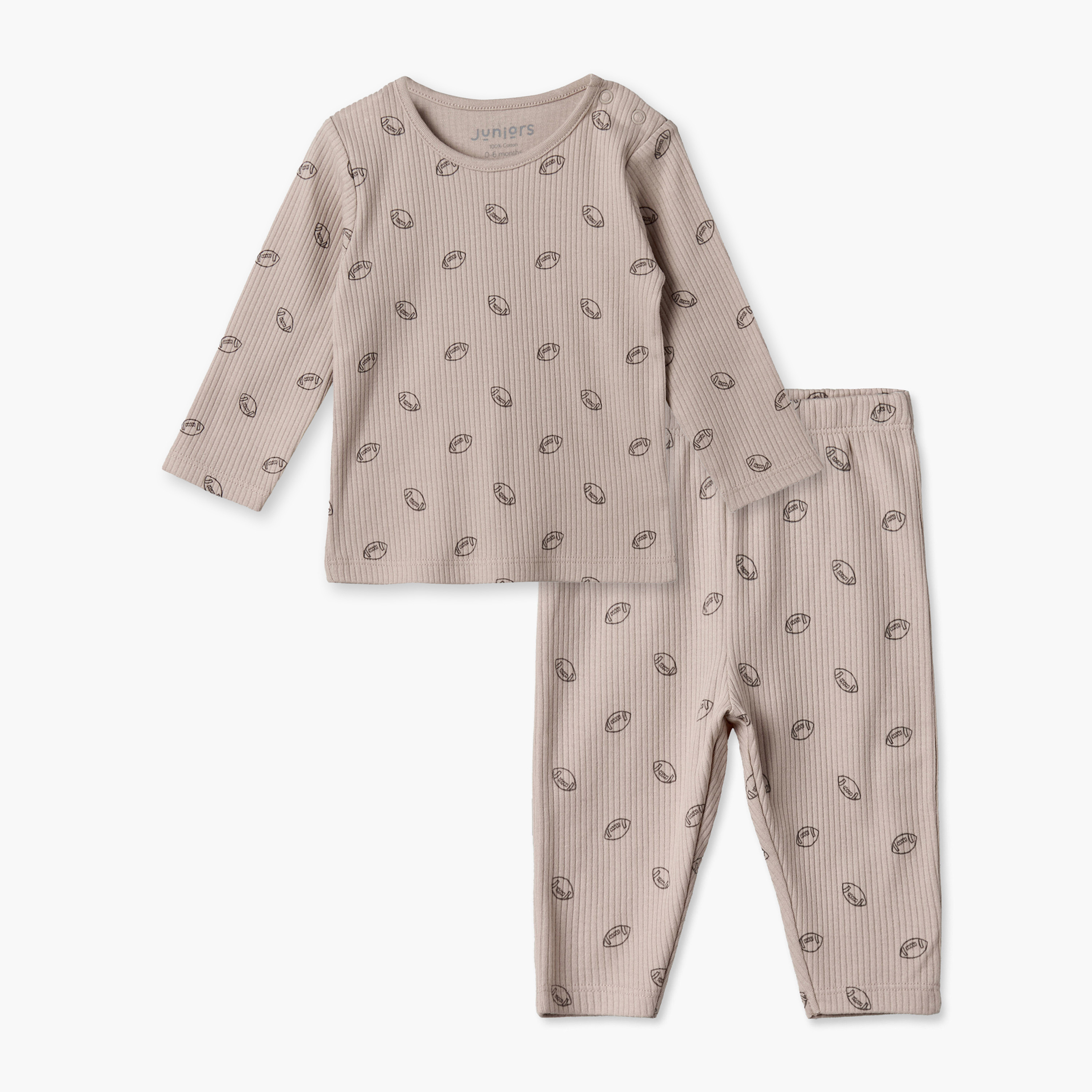 Juniors Cotton Round Neck Long Sleeves Pyjama Set with Rugby Ball Print-baby-boys-clothing-nightwear-pyjamasets-image-1