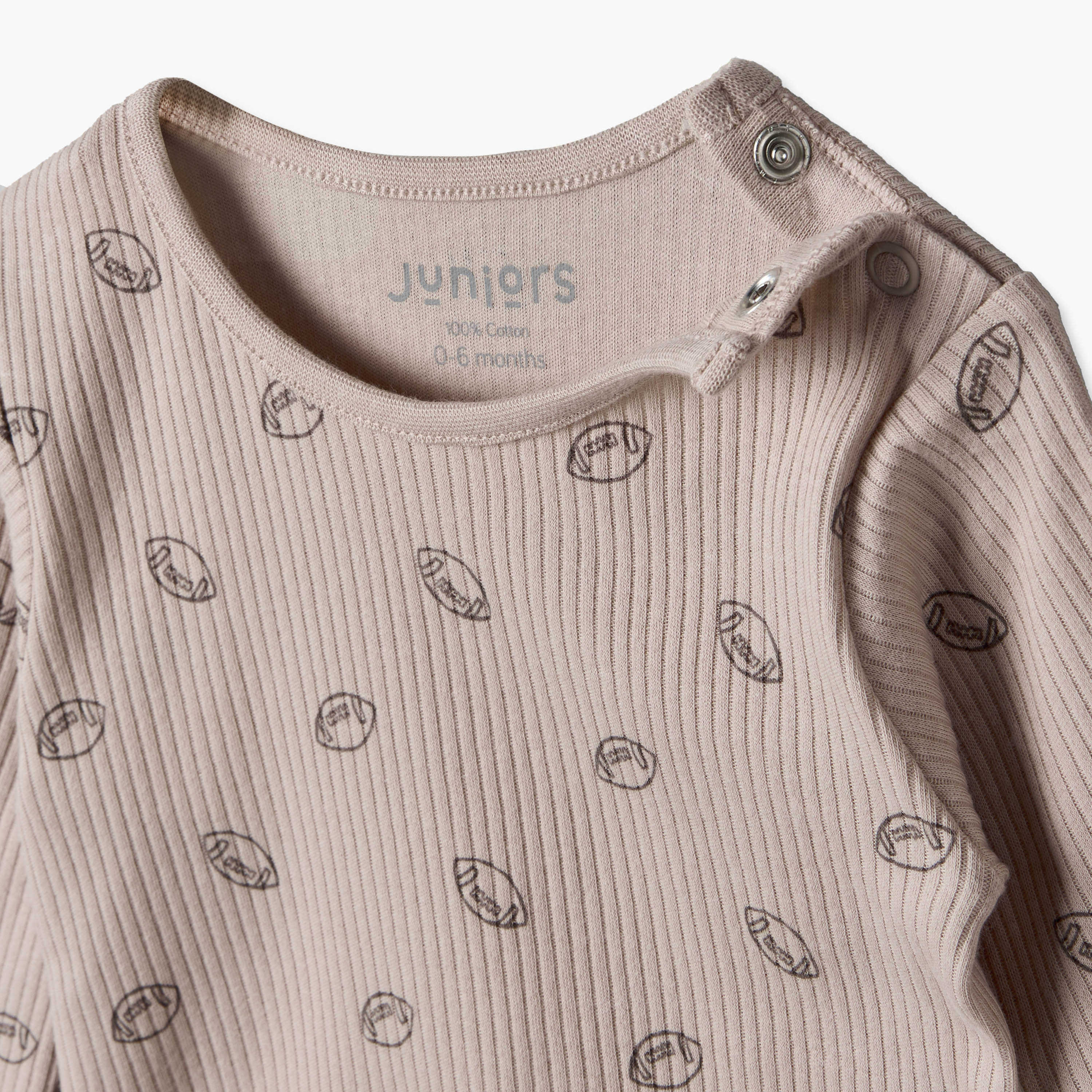 Juniors Cotton Round Neck Long Sleeves Pyjama Set with Rugby Ball Print-baby-boys-clothing-nightwear-pyjamasets-image-6