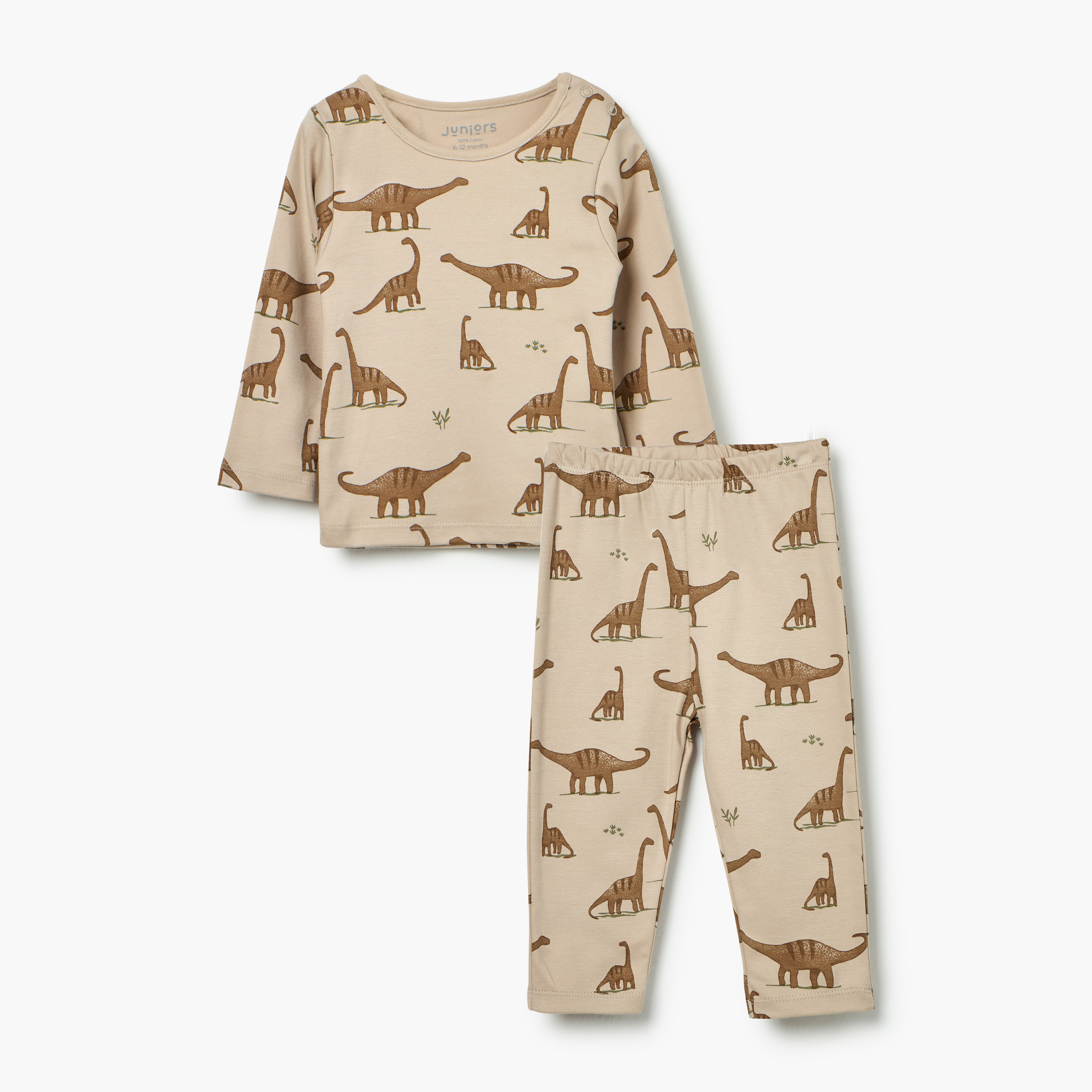 Juniors Dinosaur Print T-Shirt and Pyjama Set-baby-boys-clothing-nightwear-pyjamasets-image-1