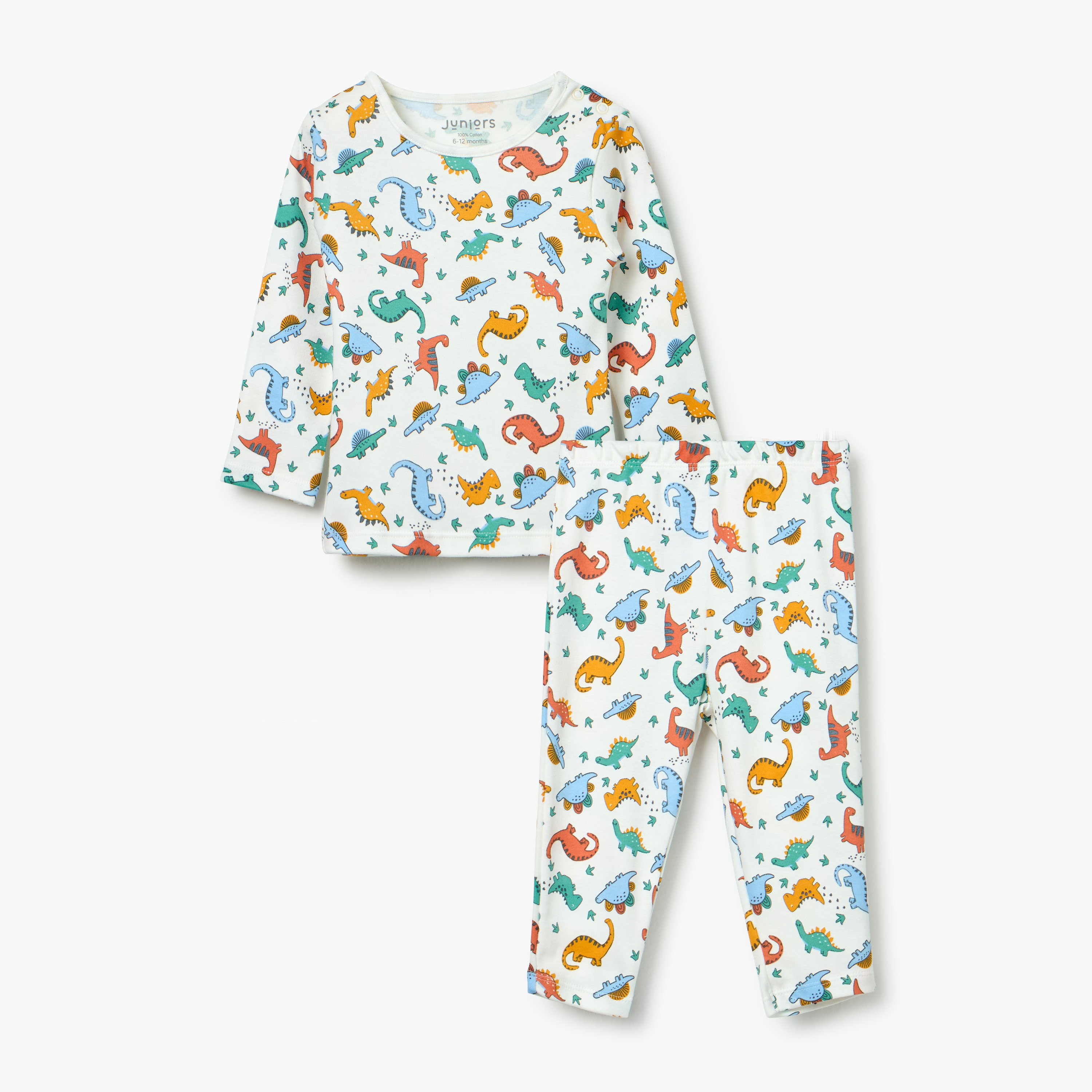 Juniors Dinosaur Print T-Shirt and Pyjama Set-baby-boys-clothing-nightwear-pyjamasets-image-2