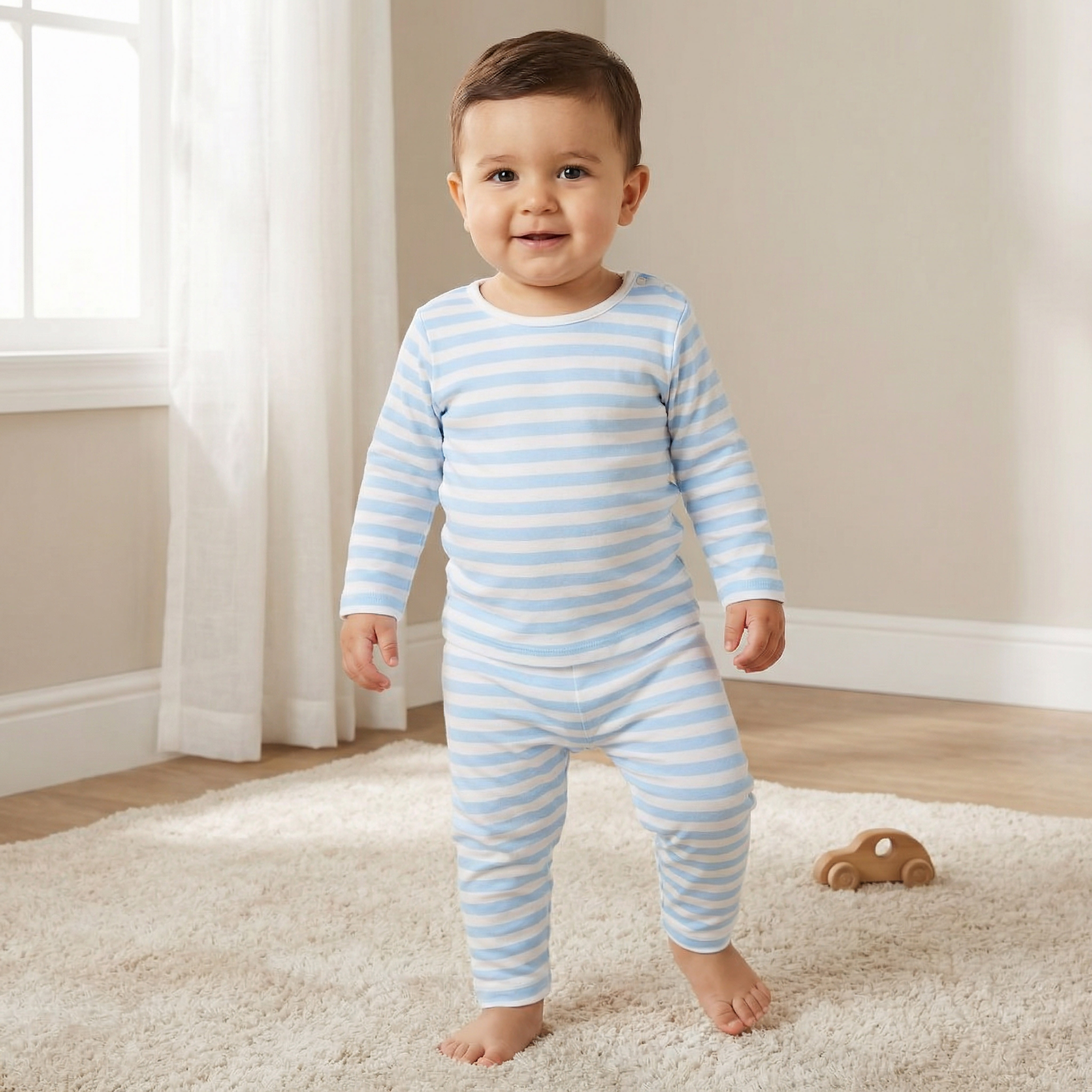 Juniors Striped T-shirt and Pyjama Set-baby-boys-clothing-nightwear-pyjamasets-image-1
