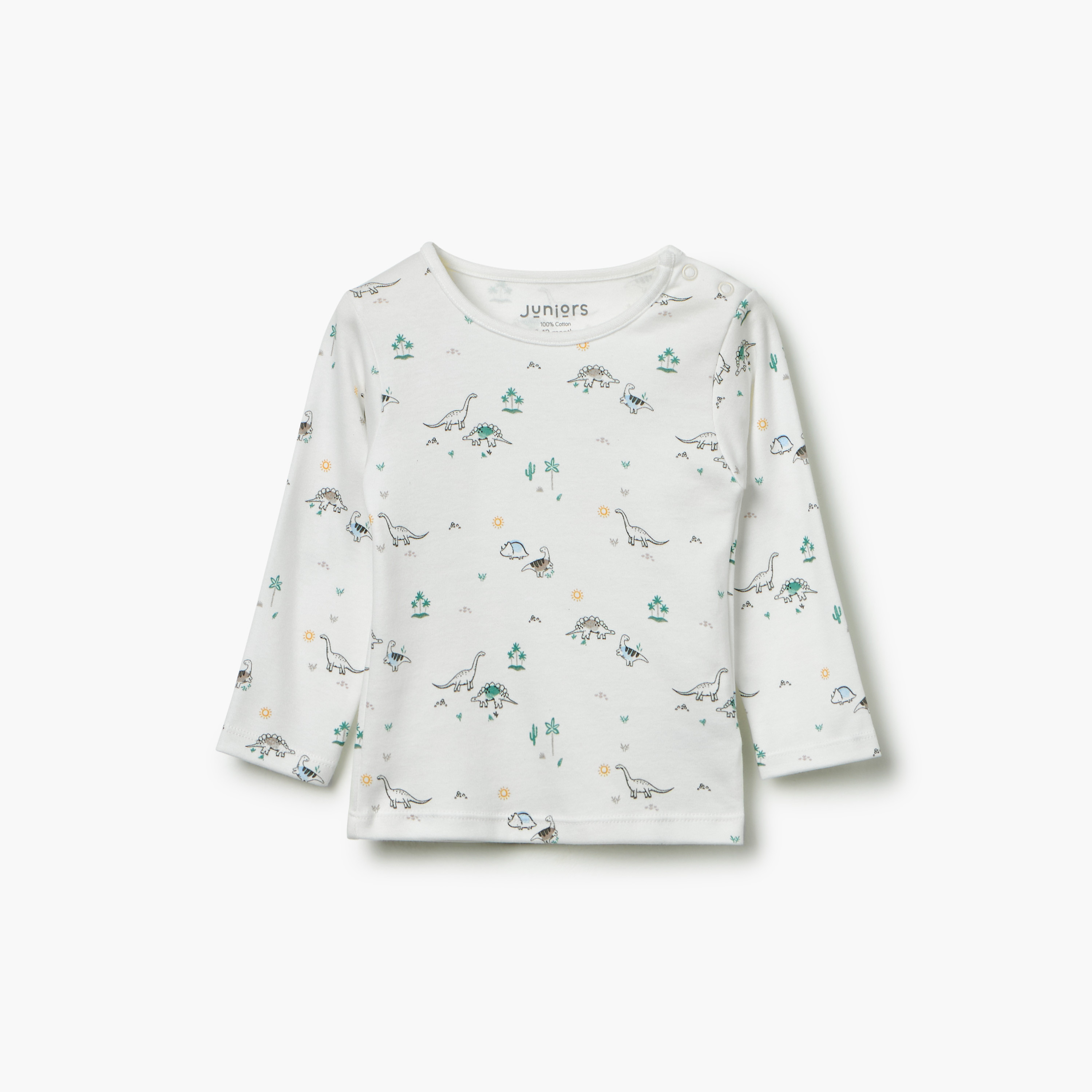 Juniors Dinosaur Print T-Shirt and Pyjama Set-baby-boys-clothing-nightwear-pyjamasets-image-2