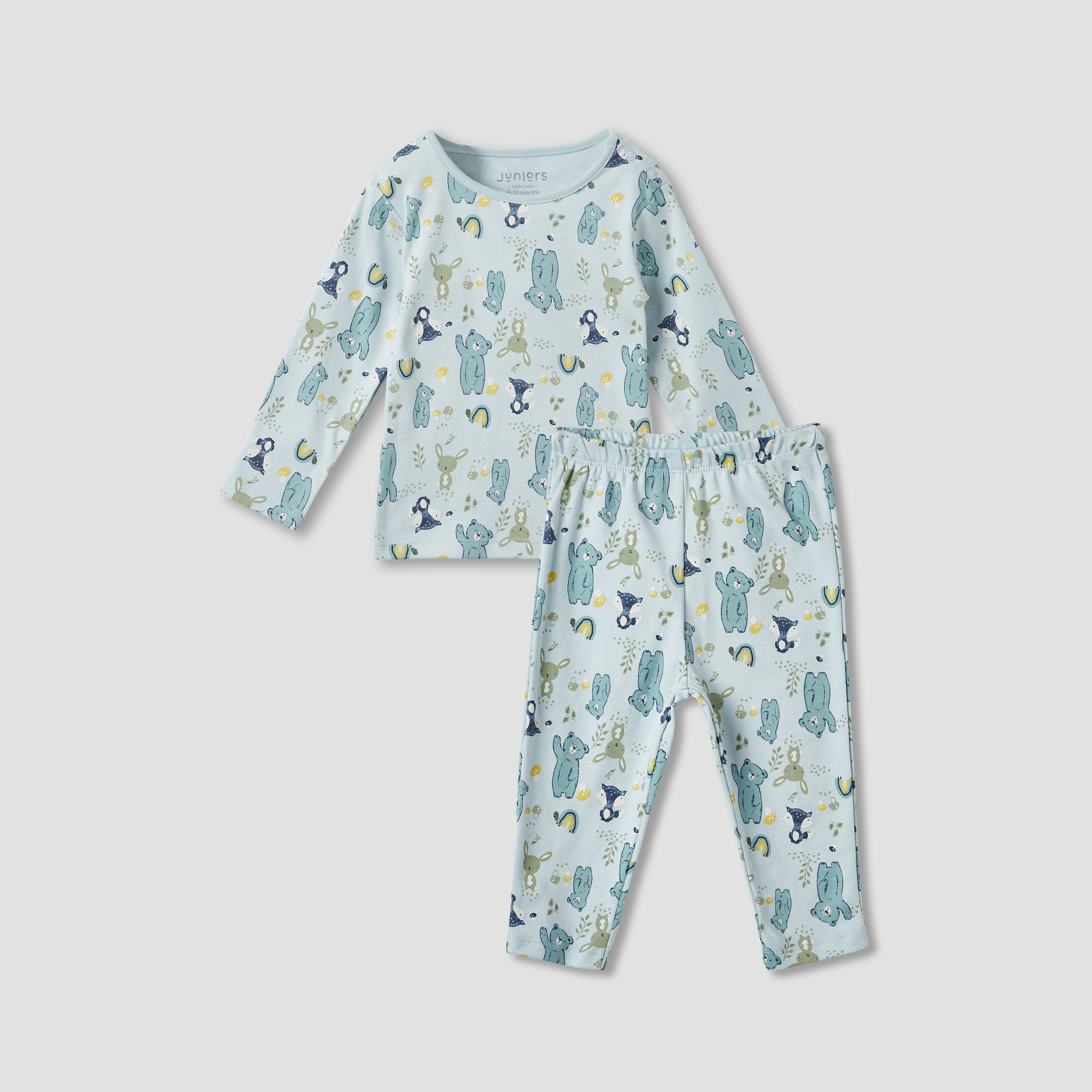 Juniors Bear Print T-shirt and Pyjama Set-baby-boys-clothing-nightwear-pyjamasets-image-1