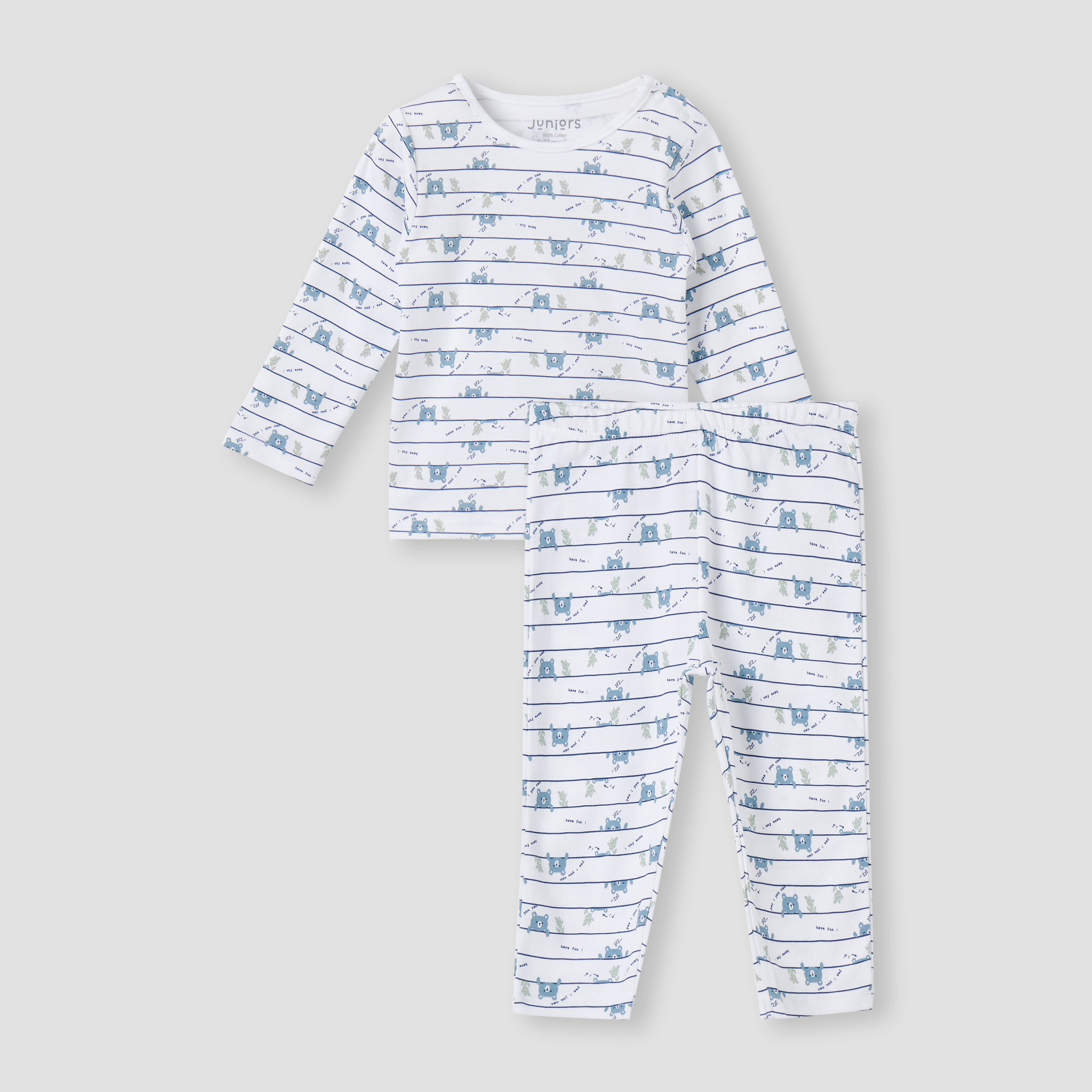 Juniors All-Over Bear Print T-shirt and Pyjama Set-baby-boys-clothing-nightwear-pyjamasets-image-2