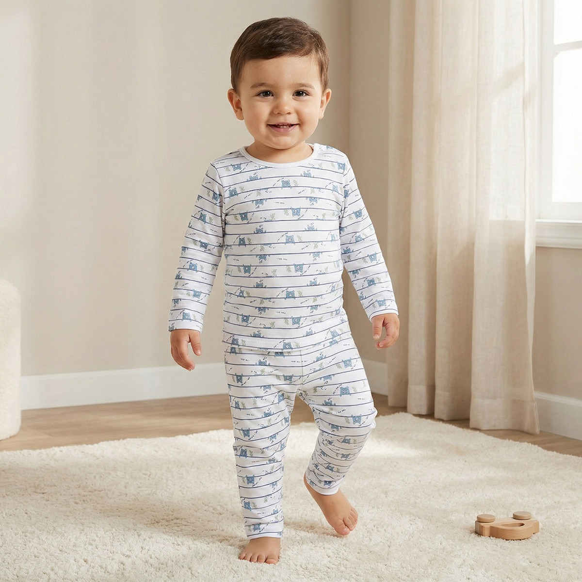 Juniors All-Over Bear Print T-shirt and Pyjama Set-baby-boys-clothing-nightwear-pyjamasets-image-1