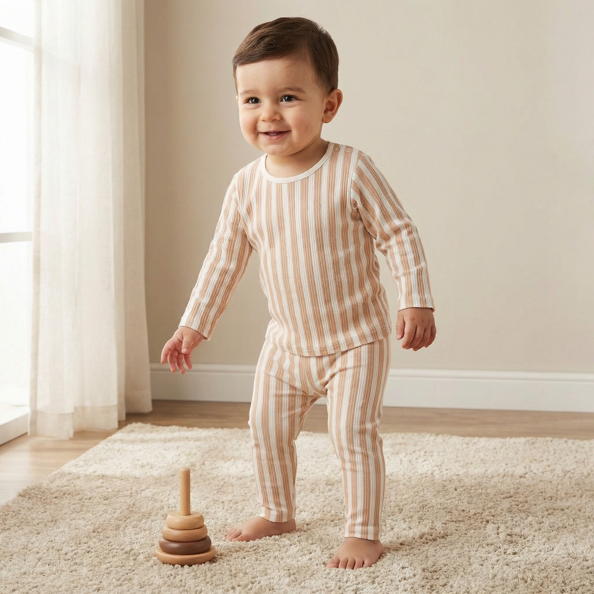 Juniors Striped T-shirt and Pyjama Set-baby-boys-clothing-nightwear-pyjamasets-image-1