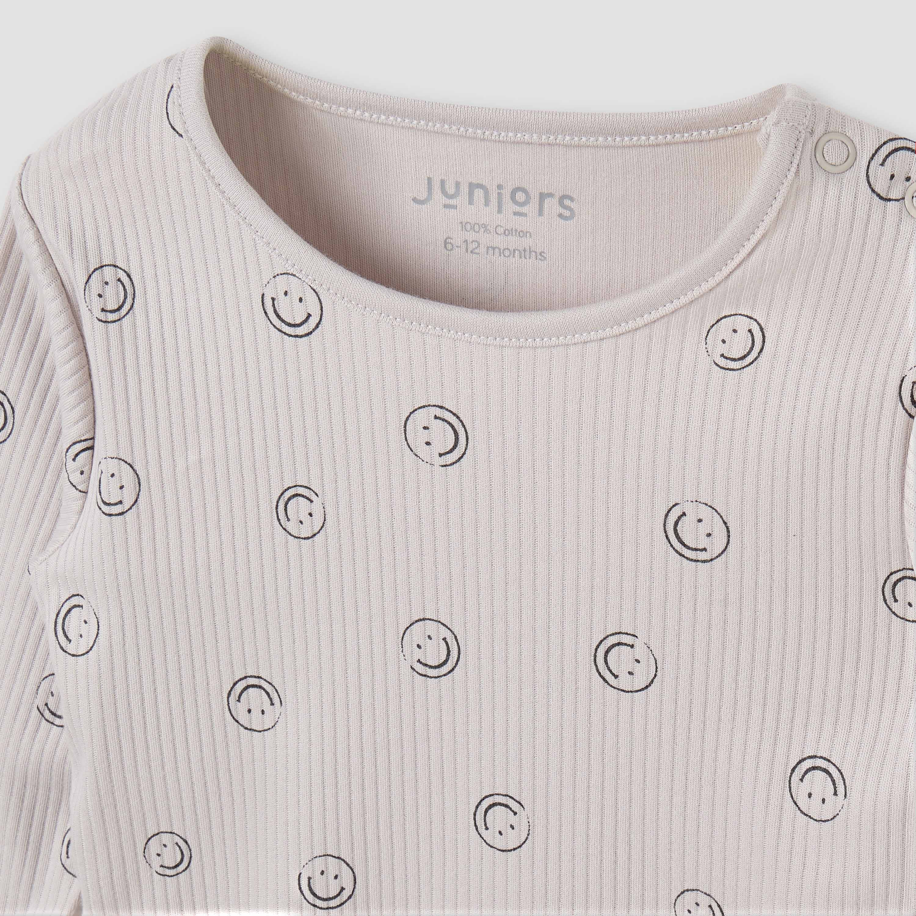 Juniors All-Over Smiley Print T-shirt and Pyjama Set-baby-boys-clothing-nightwear-pyjamasets-image-5
