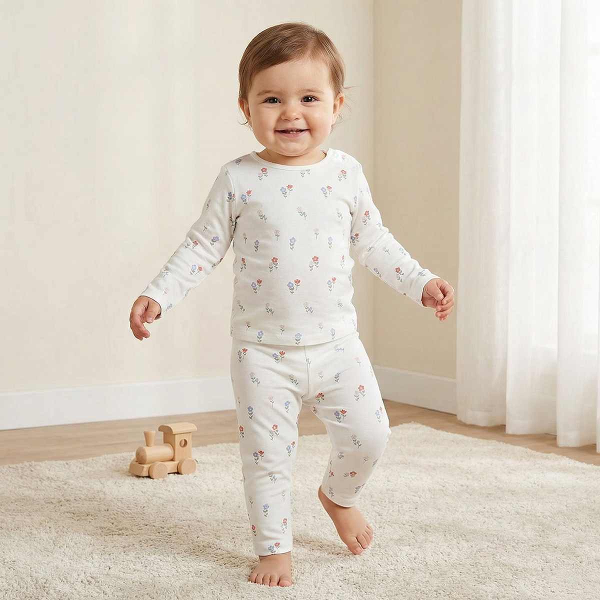 Juniors All-Over Floral Print T-shirt and Pyjama Set-baby-girls-clothing-nightwear-pyjamasets-image-1