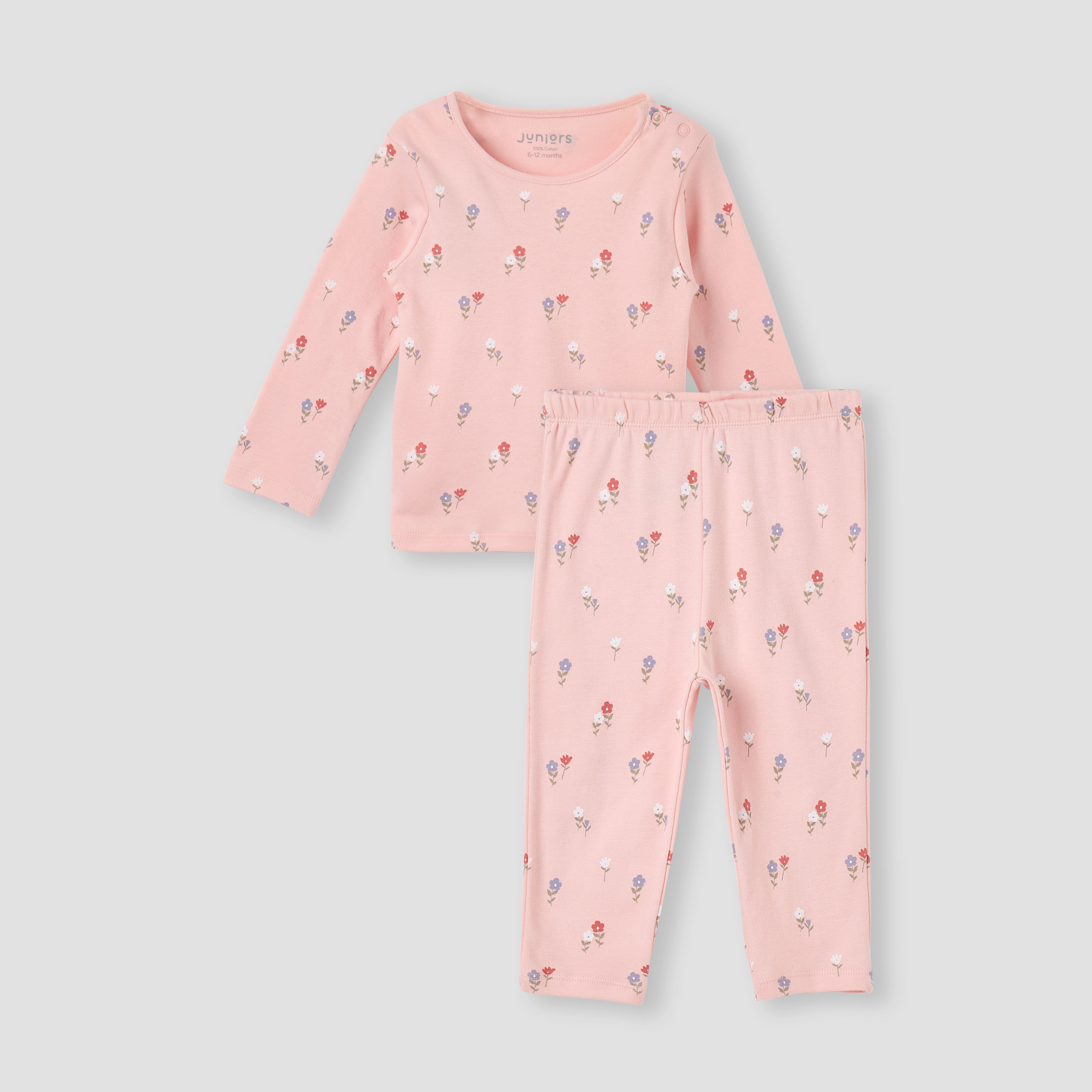 Juniors Floral Print T-shirt and Pyjama Set-baby-girls-clothing-nightwear-pyjamasets-image-2