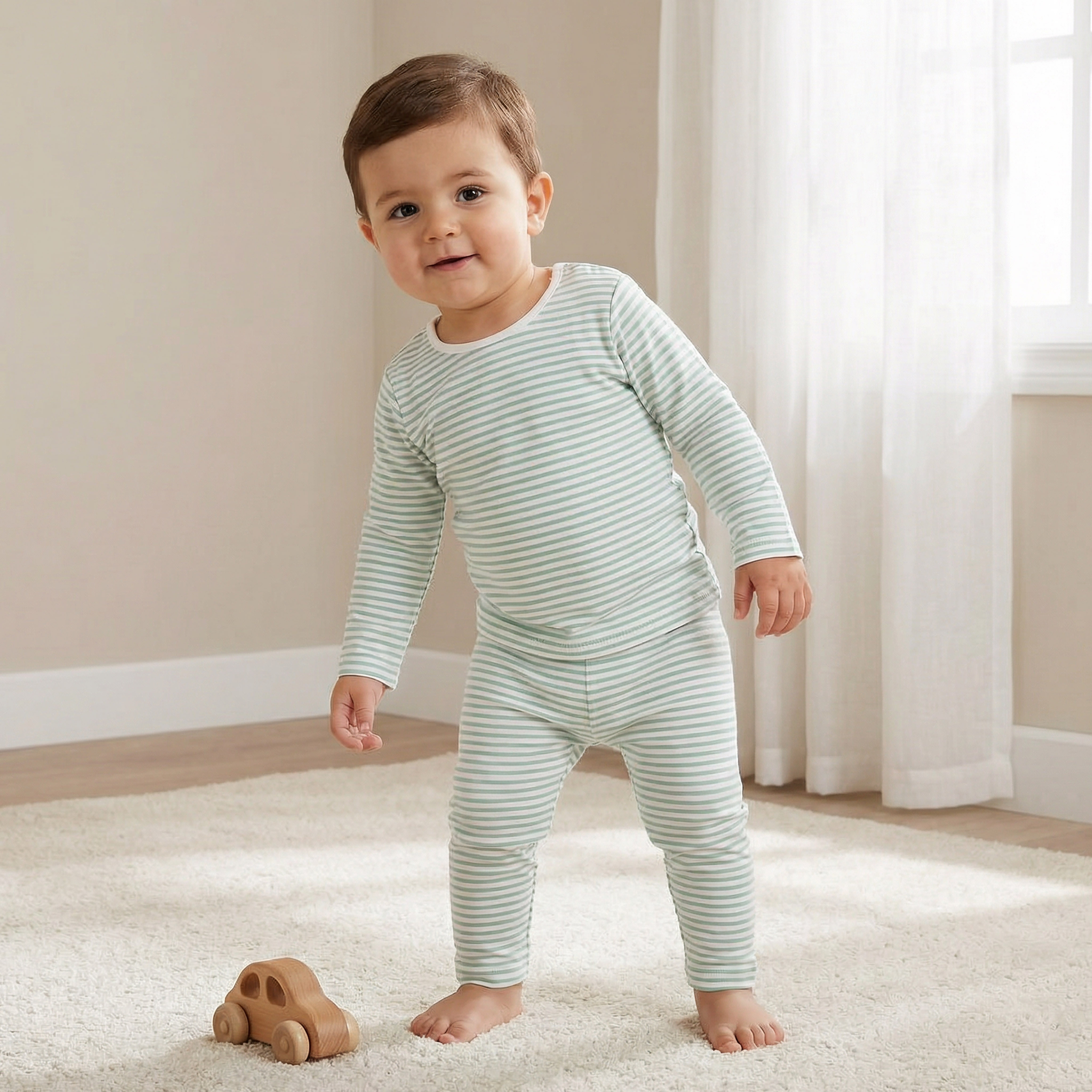 Juniors Striped T-shirt and Pyjama Set-baby-boys-clothing-nightwear-pyjamasets-image-1