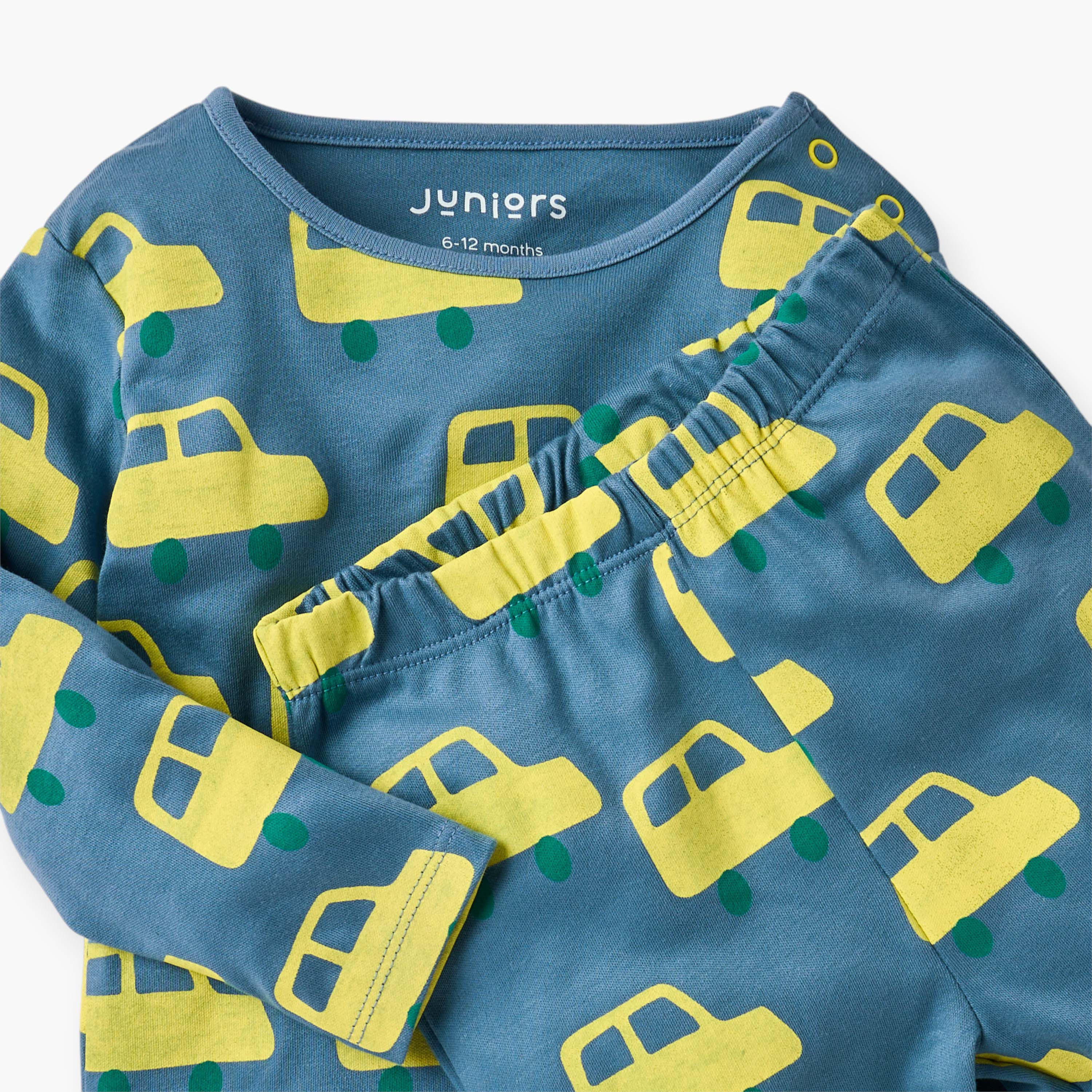 Juniors Car Print T-shirt and Pyjama Set-baby-girls-clothing-nightwear-pyjamasets-image-6