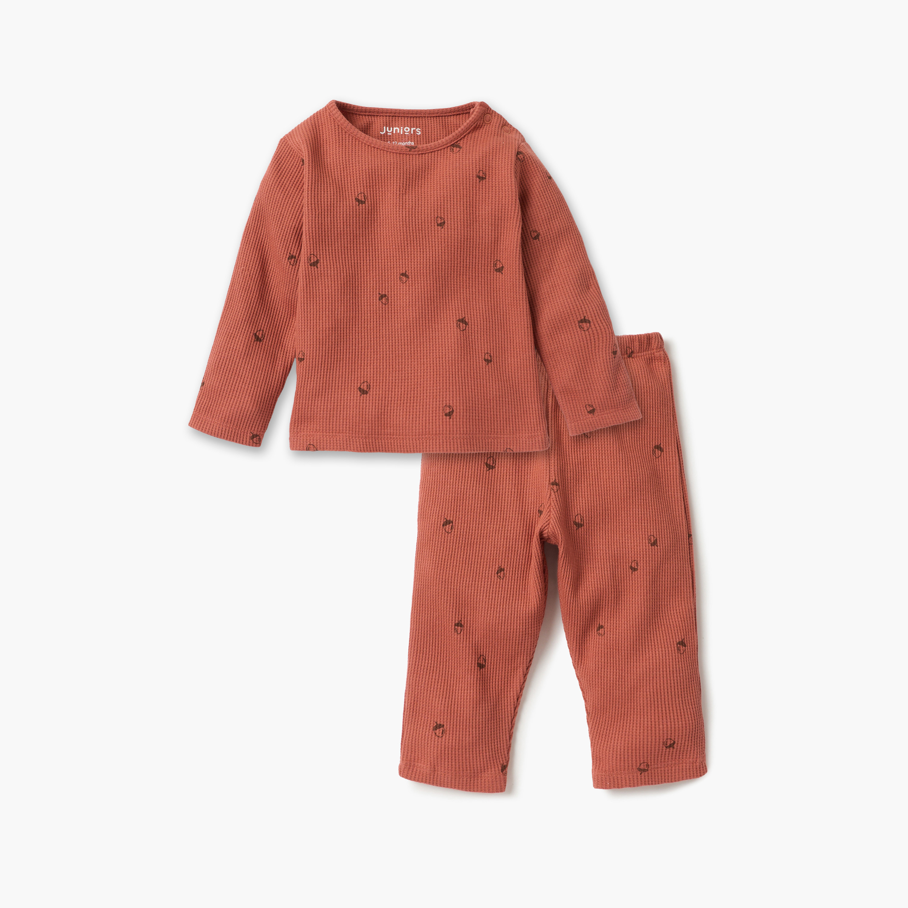 Juniors Textured T-shirt and Pyjama Set-baby-girls-clothing-nightwear-pyjamasets-image-1