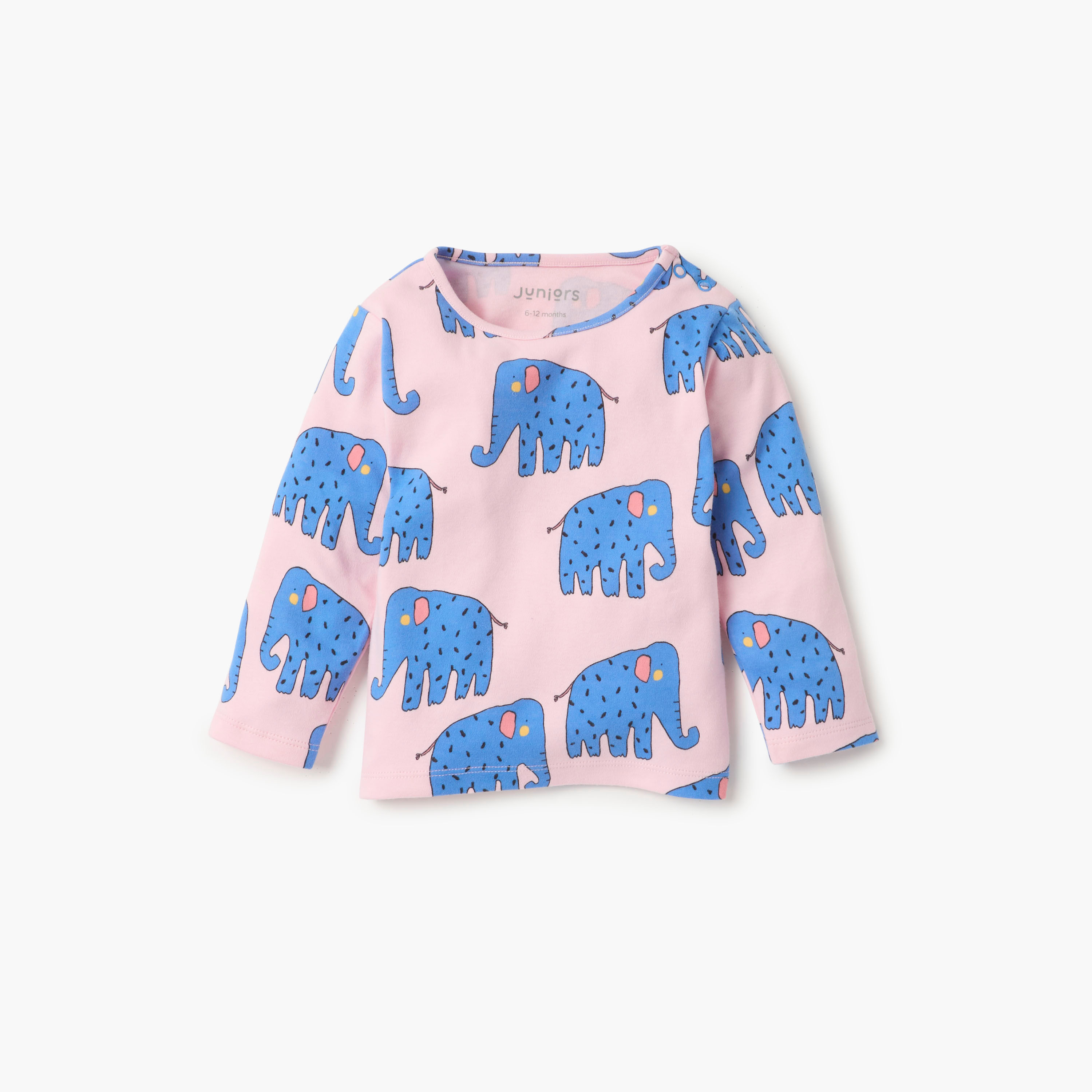 Juniors Elephant Print T-shirt and Pyjama Set-baby-girls-clothing-nightwear-pyjamasets-image-2