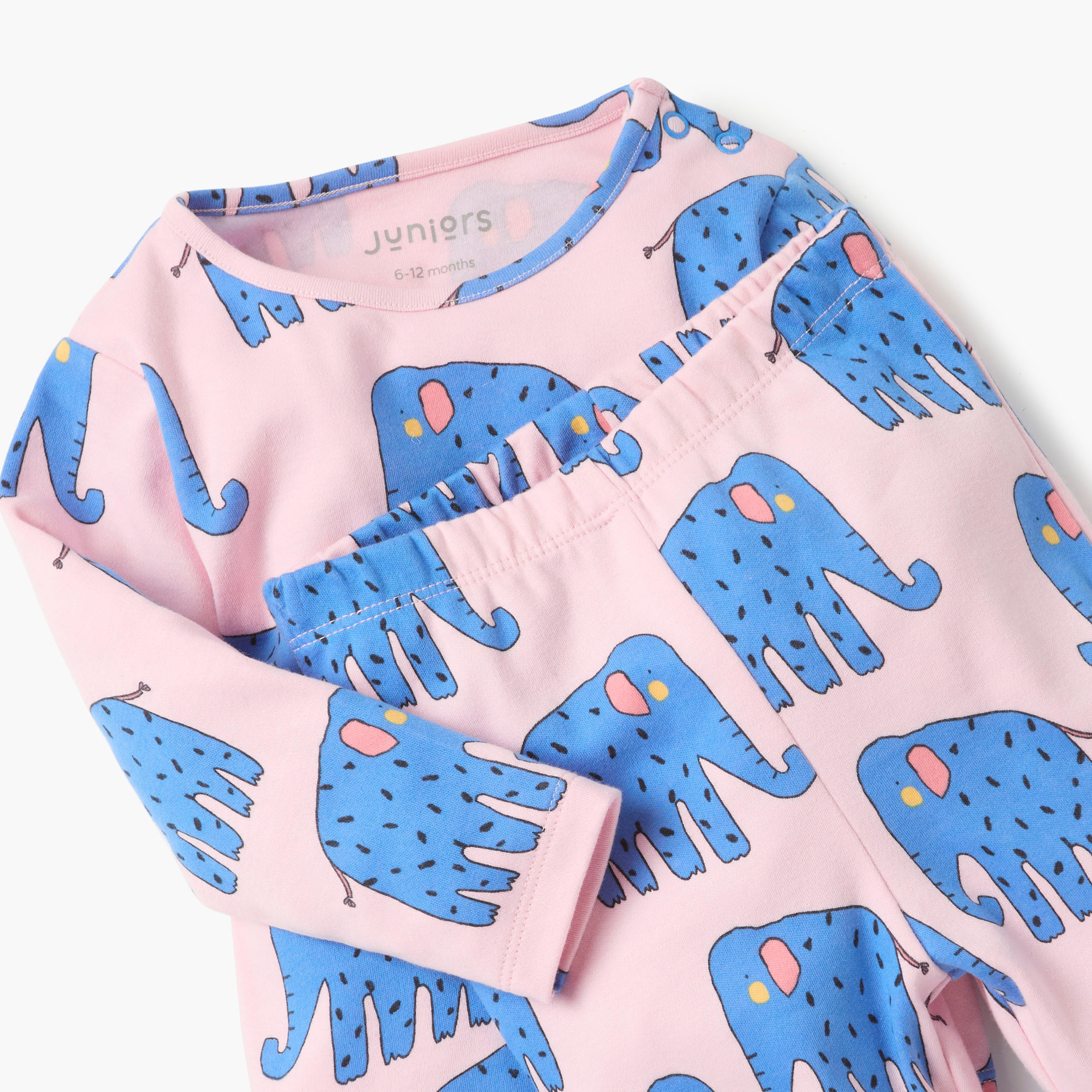 Juniors Elephant Print T-shirt and Pyjama Set-baby-girls-clothing-nightwear-pyjamasets-image-4