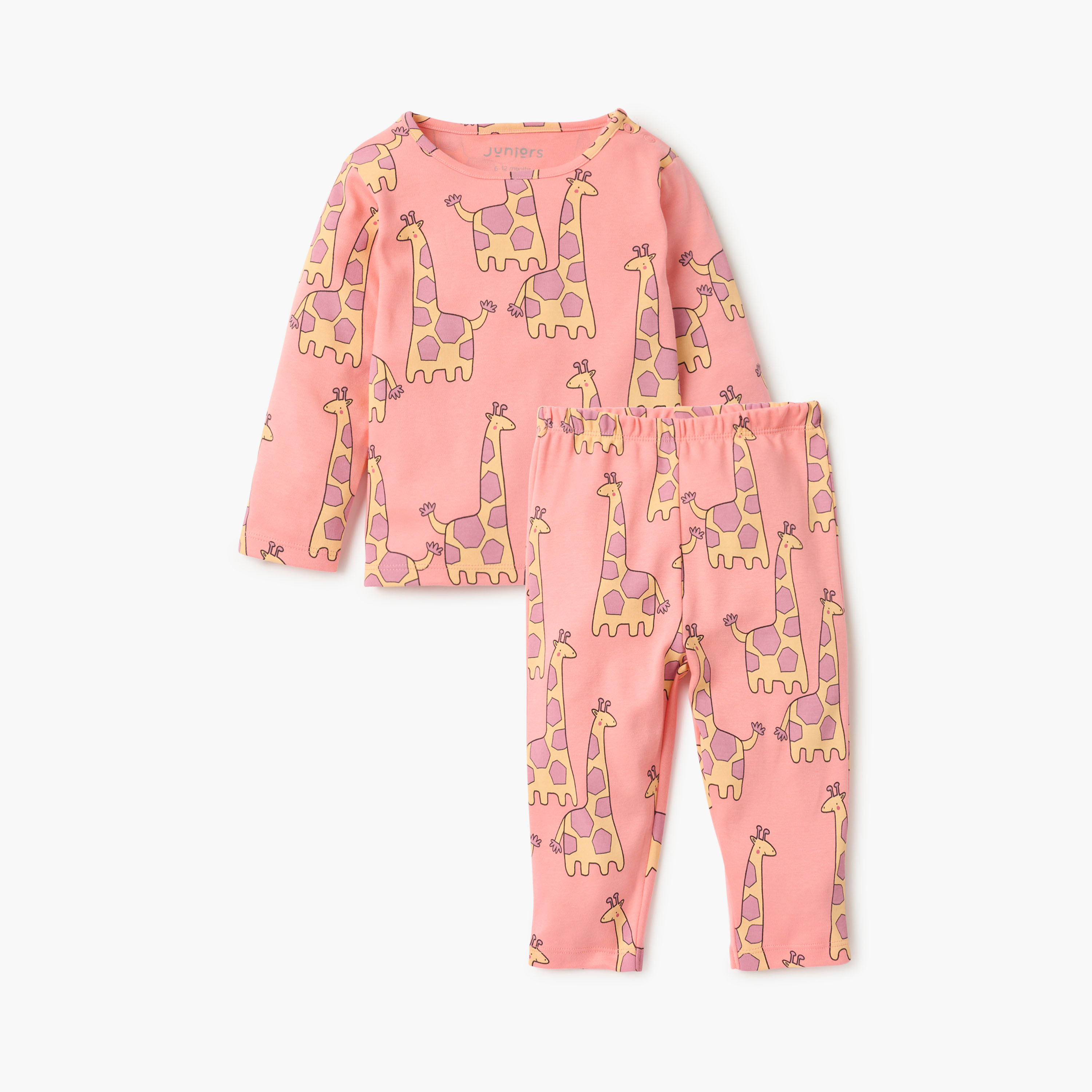 طقم تيشيرت بأكمام طويلة وزخارف ديناصور وبنطلون بيجاما بخصر مطاطي من جونيورز-baby-boys-clothing-nightwear-pyjamasets-image-1