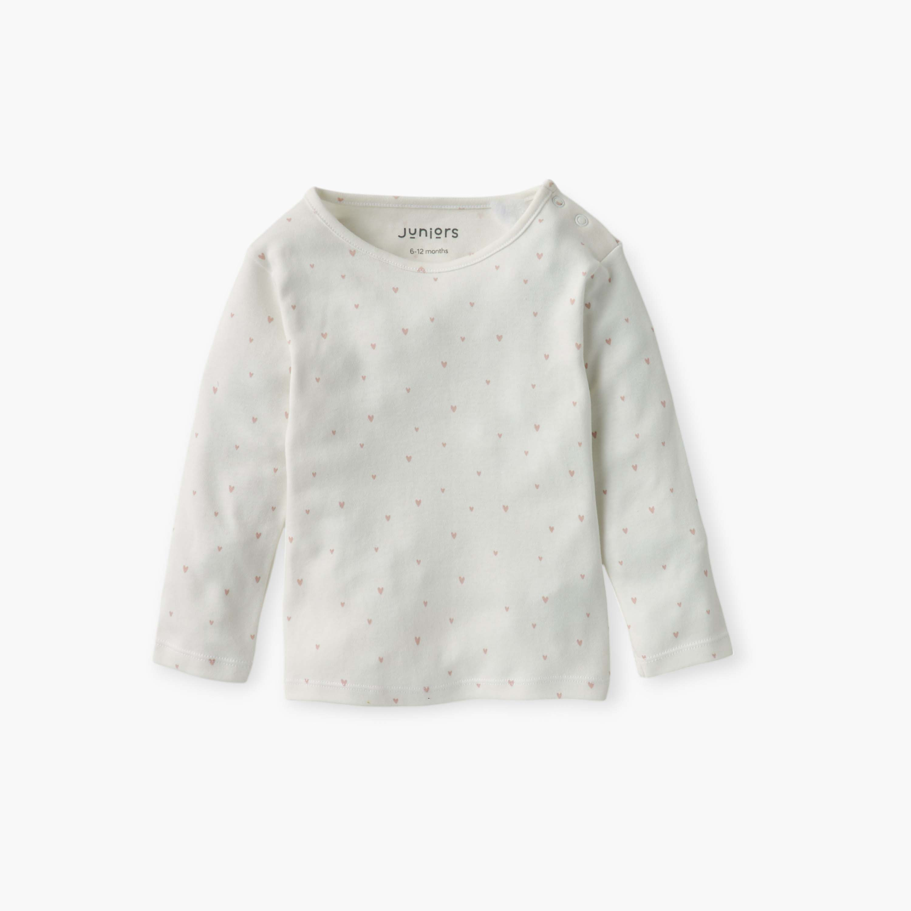 Juniors Heart Print T-shirt and Pyjama Set-baby-girls-clothing-nightwear-pyjamasets-image-2