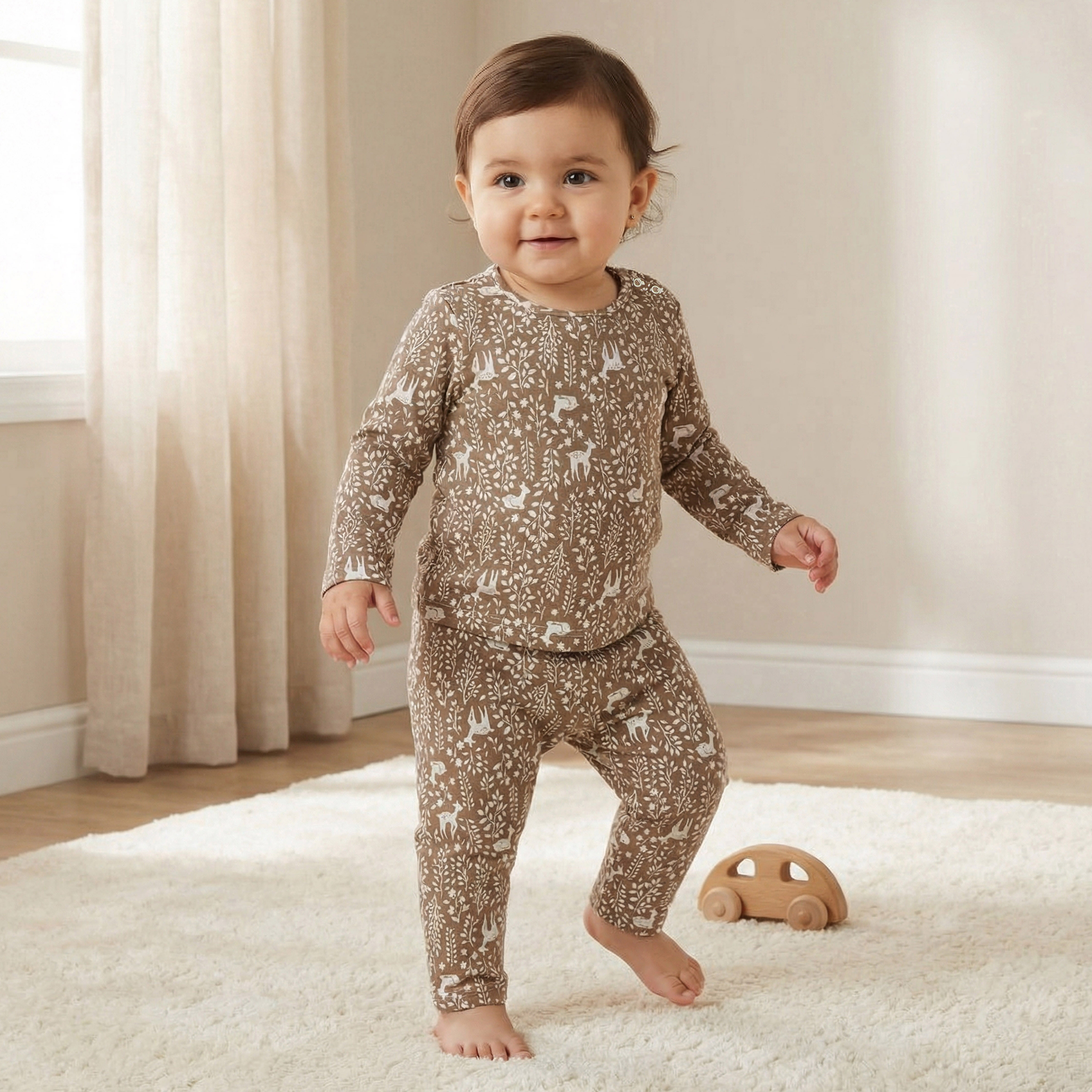 Juniors Pyjama Set with Bear Print - Cotton - Long Sleeves - Collar-baby-boys-clothing-nightwear-pyjamasets-image-1