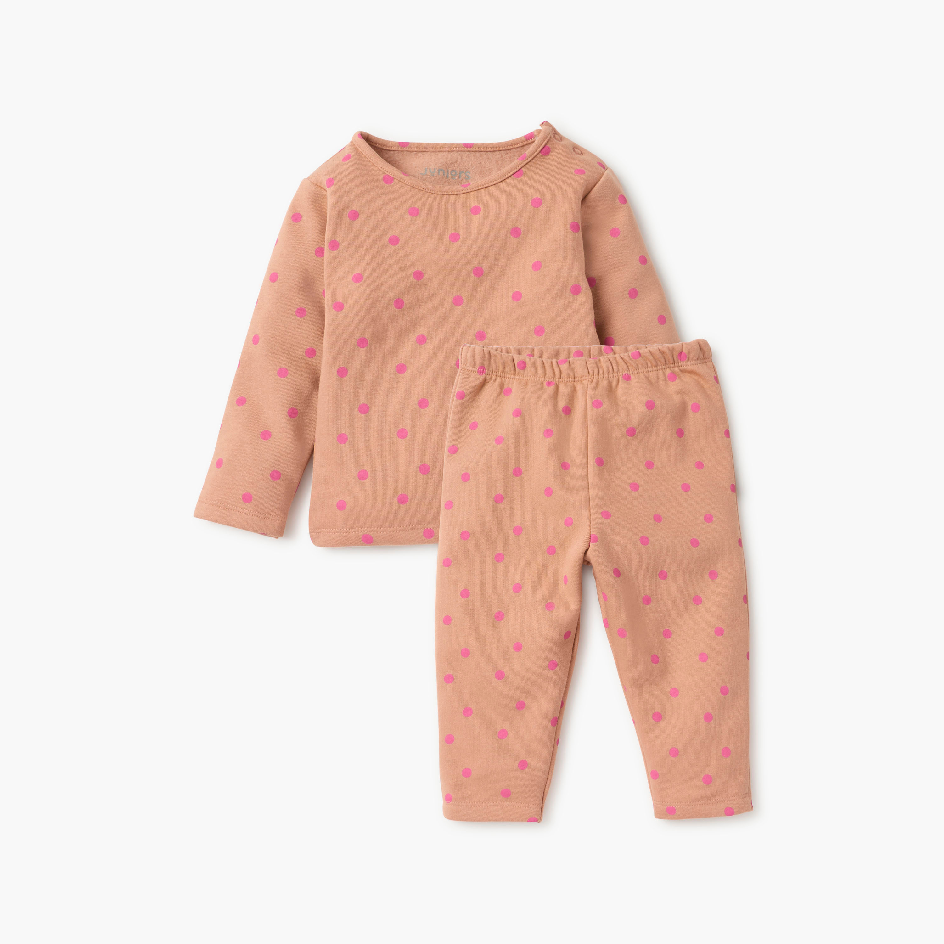 Juniors Polka Dot Print T-shirt and Pyjama Set-baby-girls-clothing-nightwear-pyjamasets-image-1
