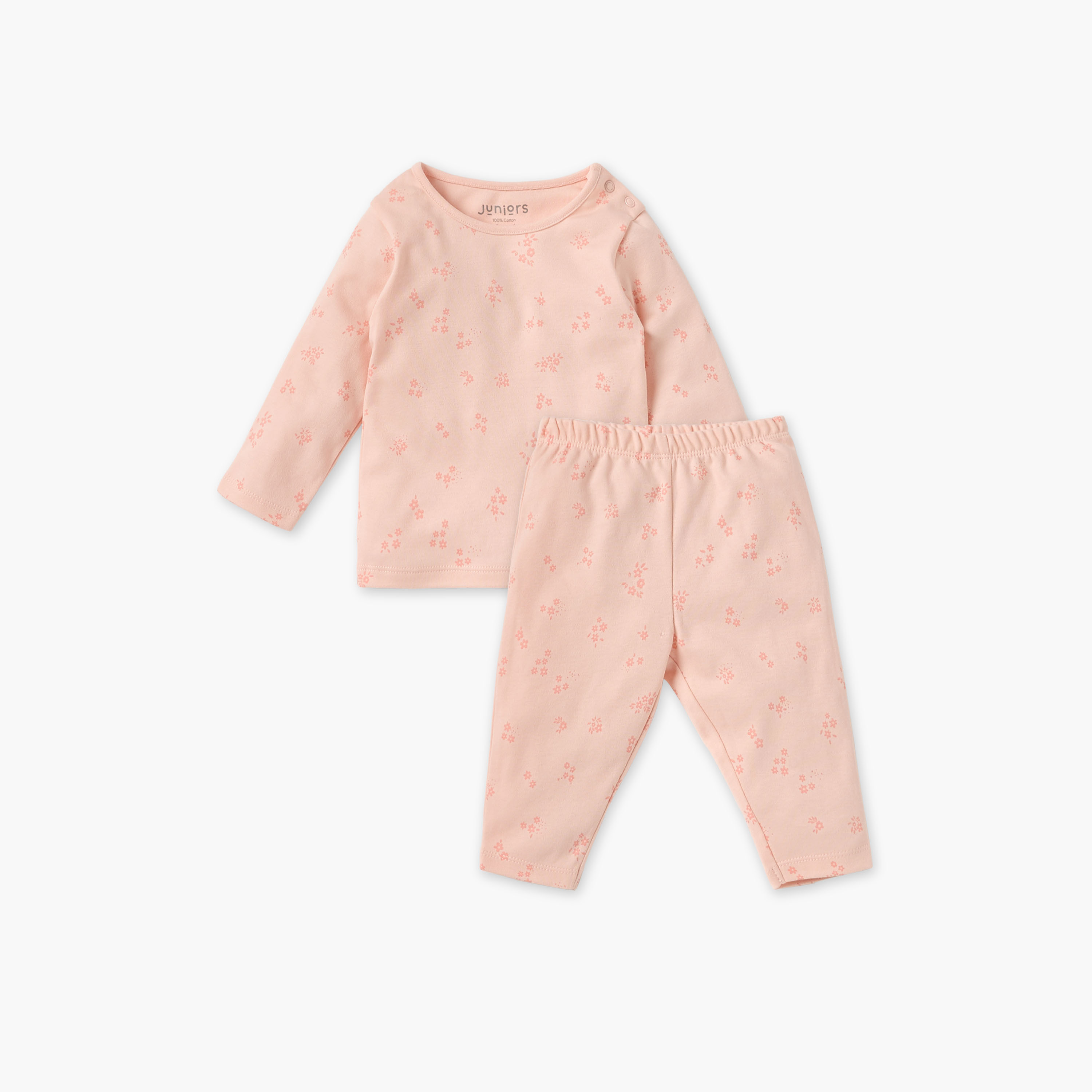 Juniors Floral Print T-shirt and Pyjama Set-baby-boys-clothing-nightwear-pyjamasets-image-1