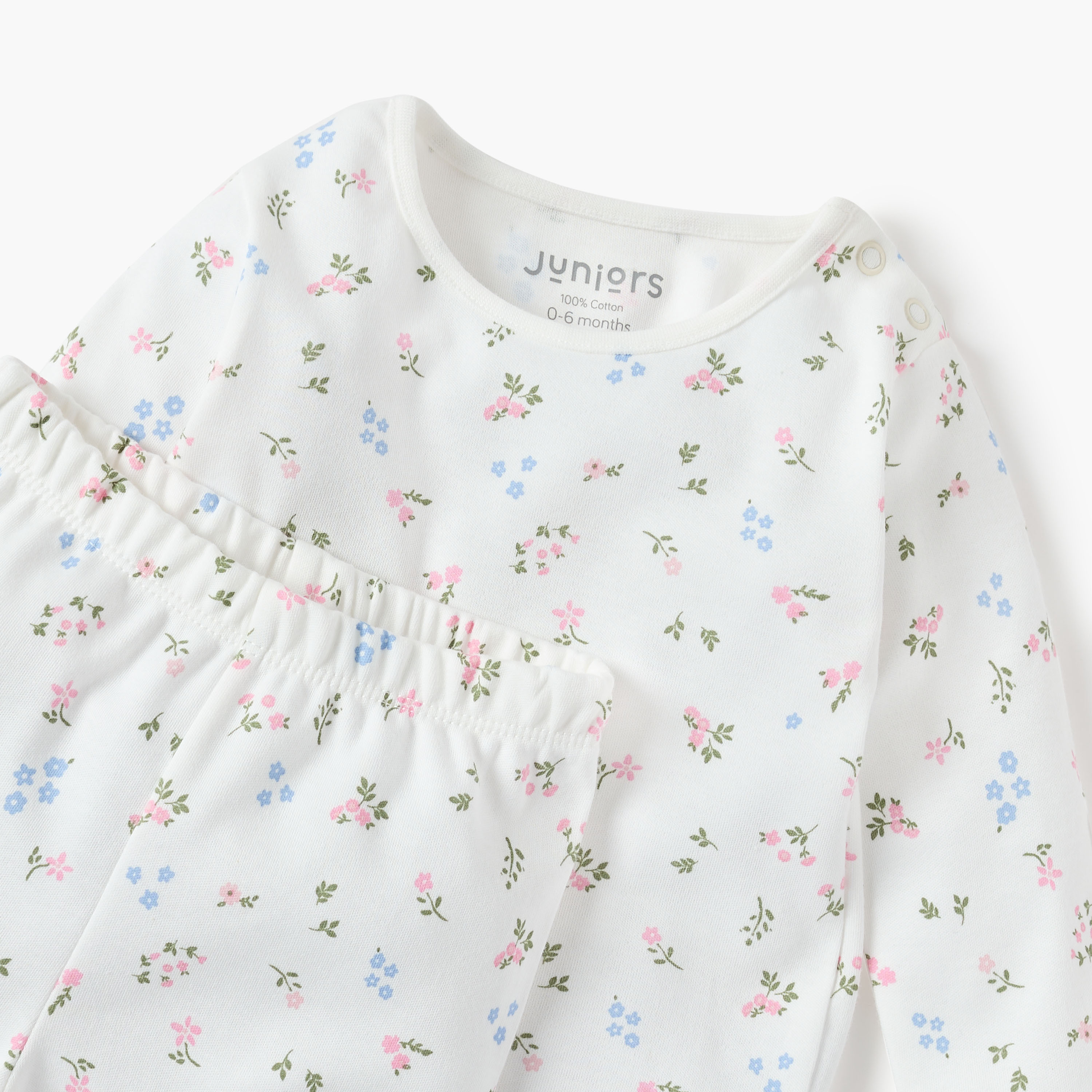 Juniors Floral Print T-shirt and Pyjama Set-baby-girls-clothing-nightwear-pyjamasets-image-4