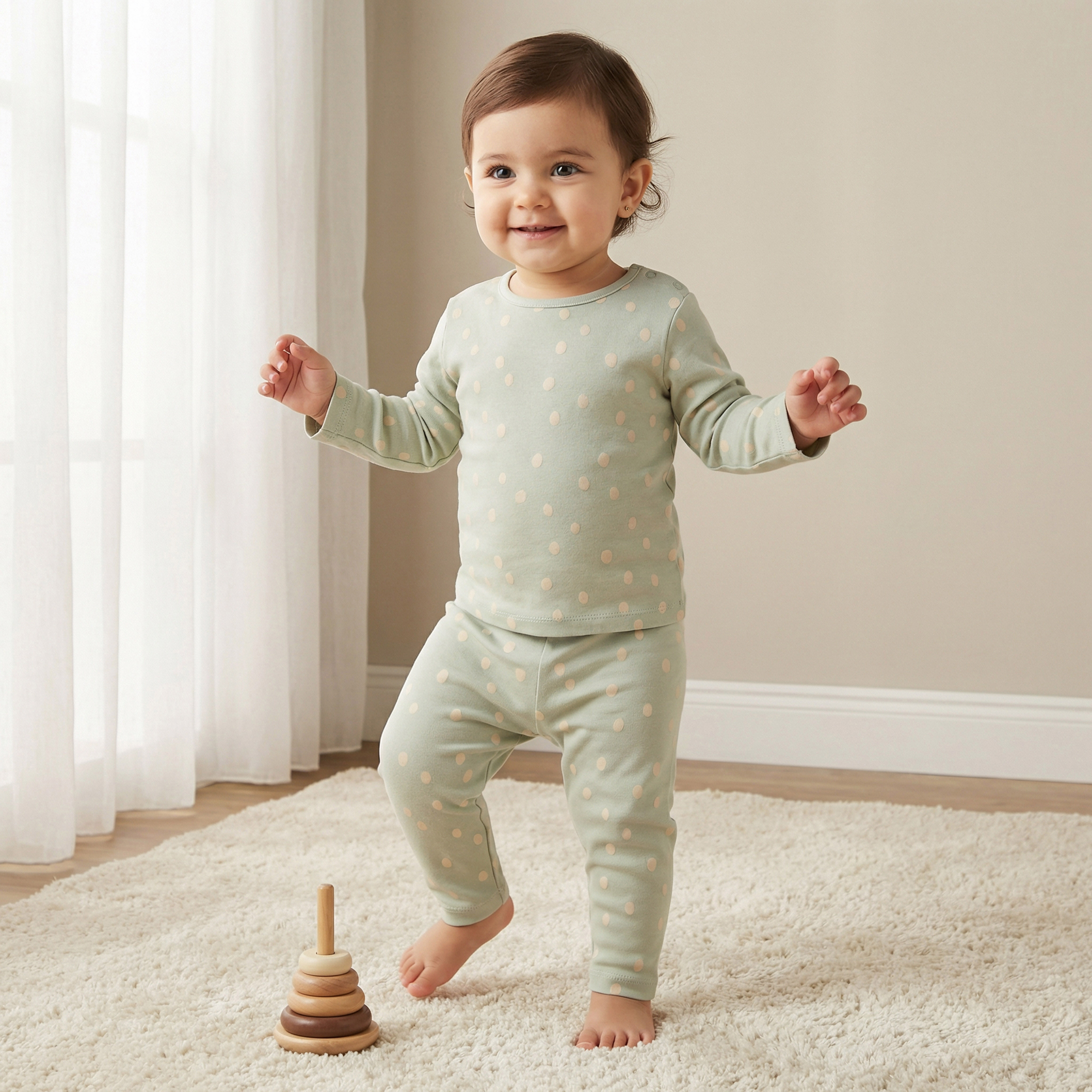 Juniors Polka Dot Print T-shirt and Pyjama Set-baby-boys-clothing-nightwear-pyjamasets-image-1