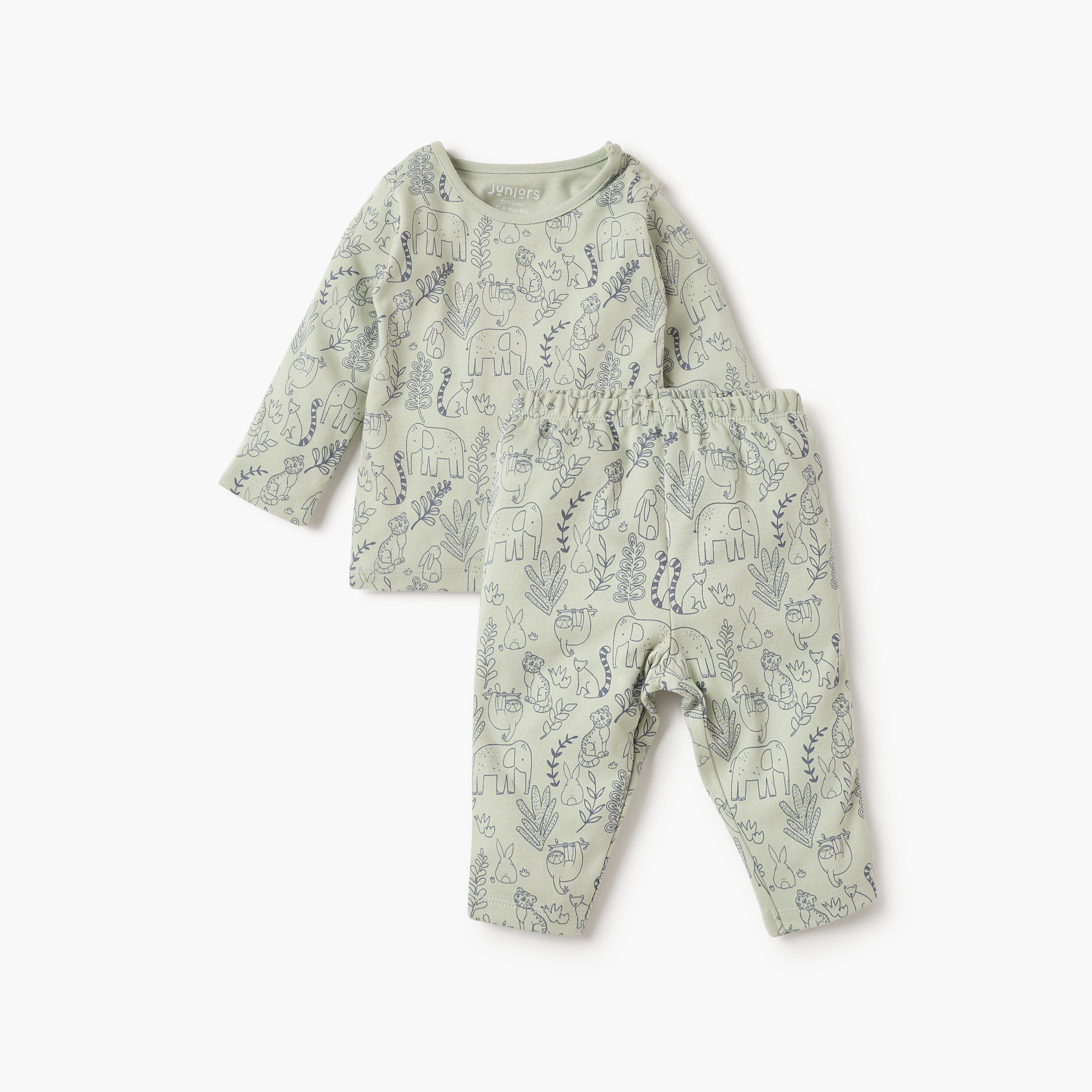 Juniors Animal Print T-shirt and Pyjama Set-baby-boys-clothing-nightwear-pyjamasets-image-1