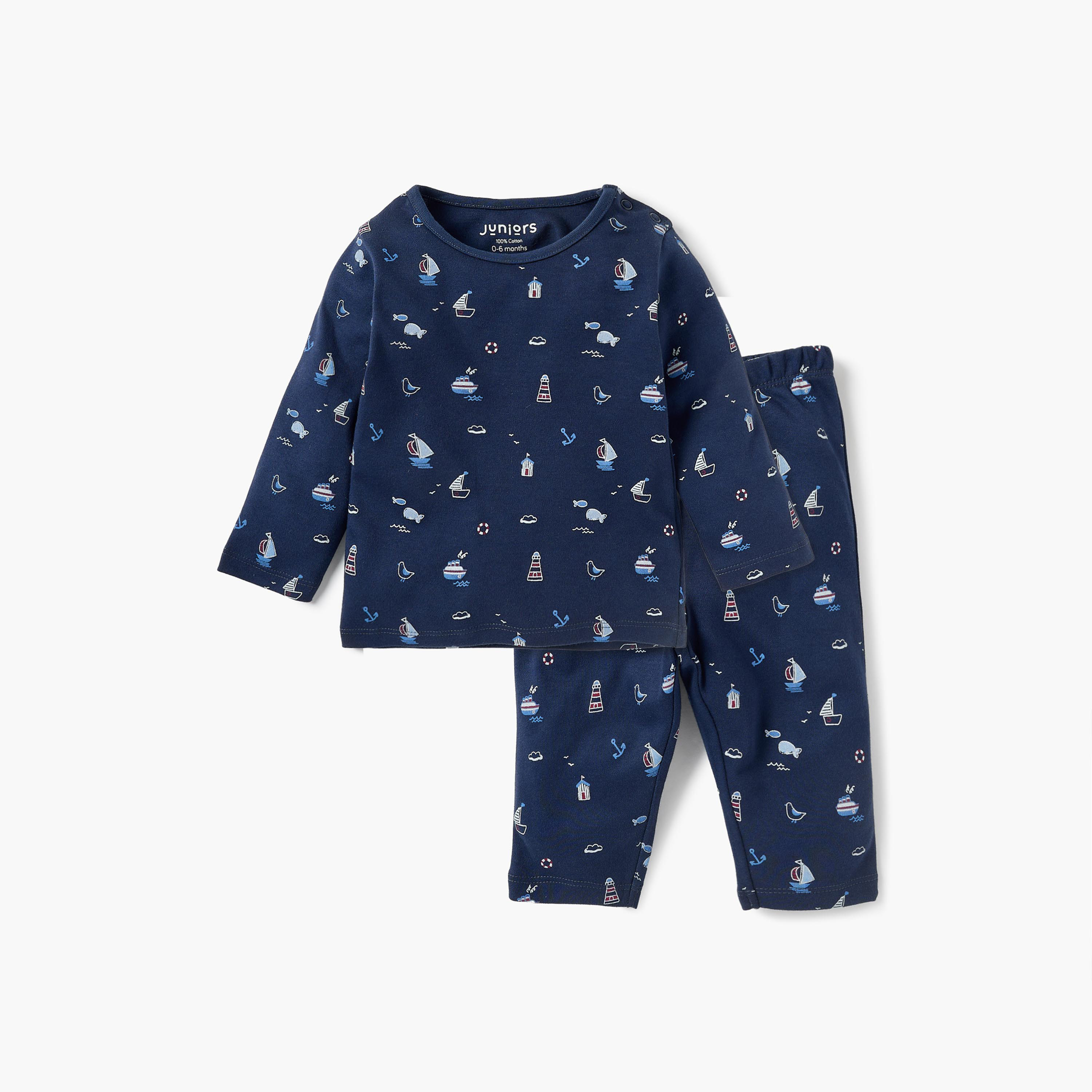 طقم تيشيرت وبنطلون بيجاما بطبعات من جونيورز-baby-boys-clothing-nightwear-pyjamasets-image-1