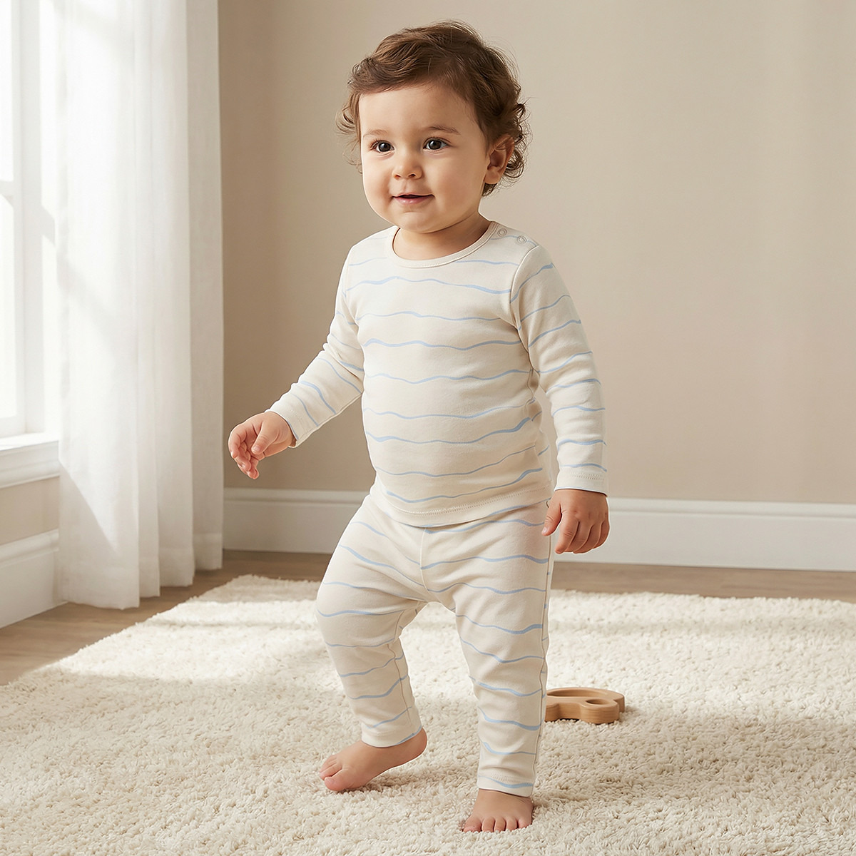 Juniors Striped T-shirt and Pyjama Set-baby-boys-clothing-nightwear-pyjamasets-image-1