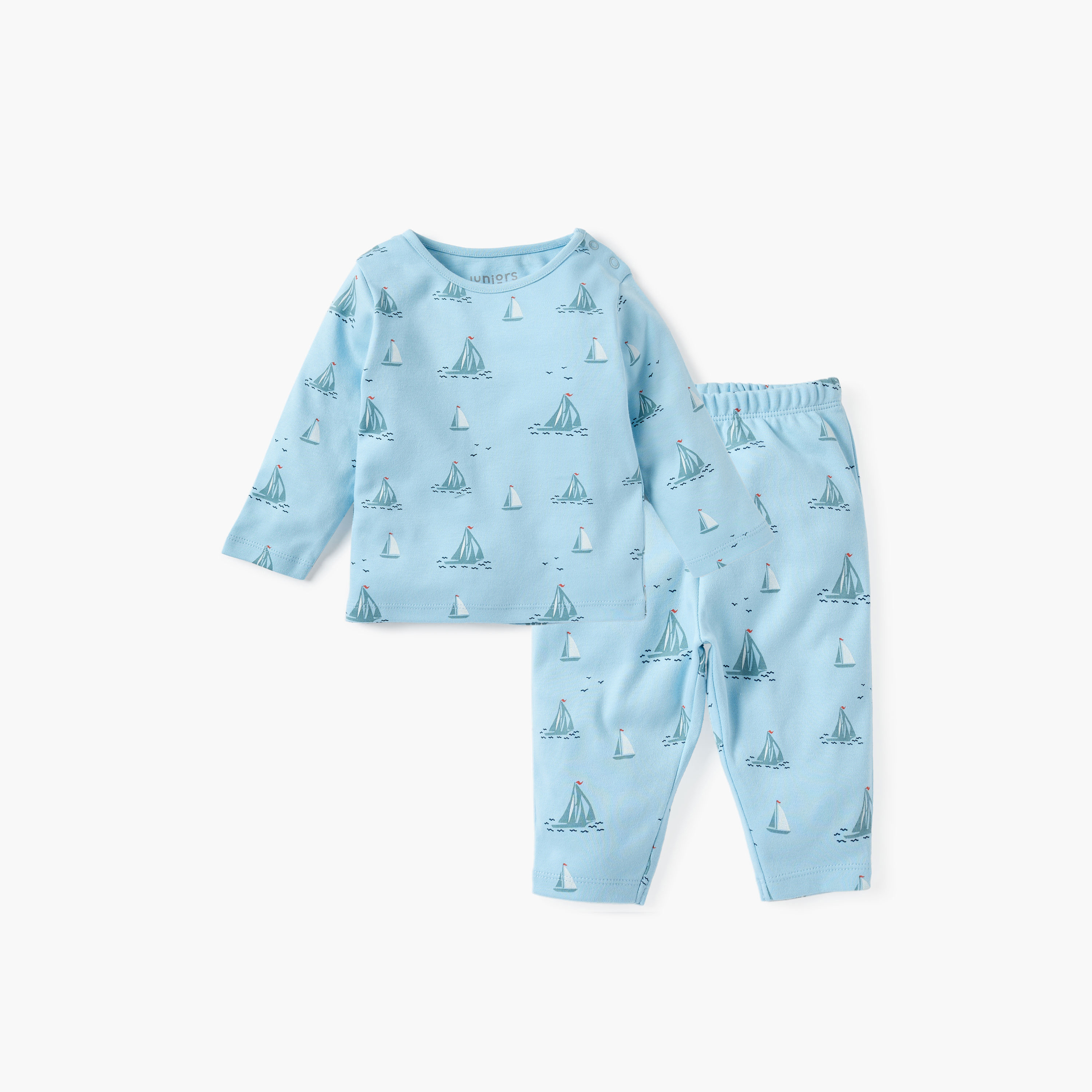 Juniors Nautical Print T-shirt and Pyjama Set-baby-boys-clothing-nightwear-pyjamasets-image-1