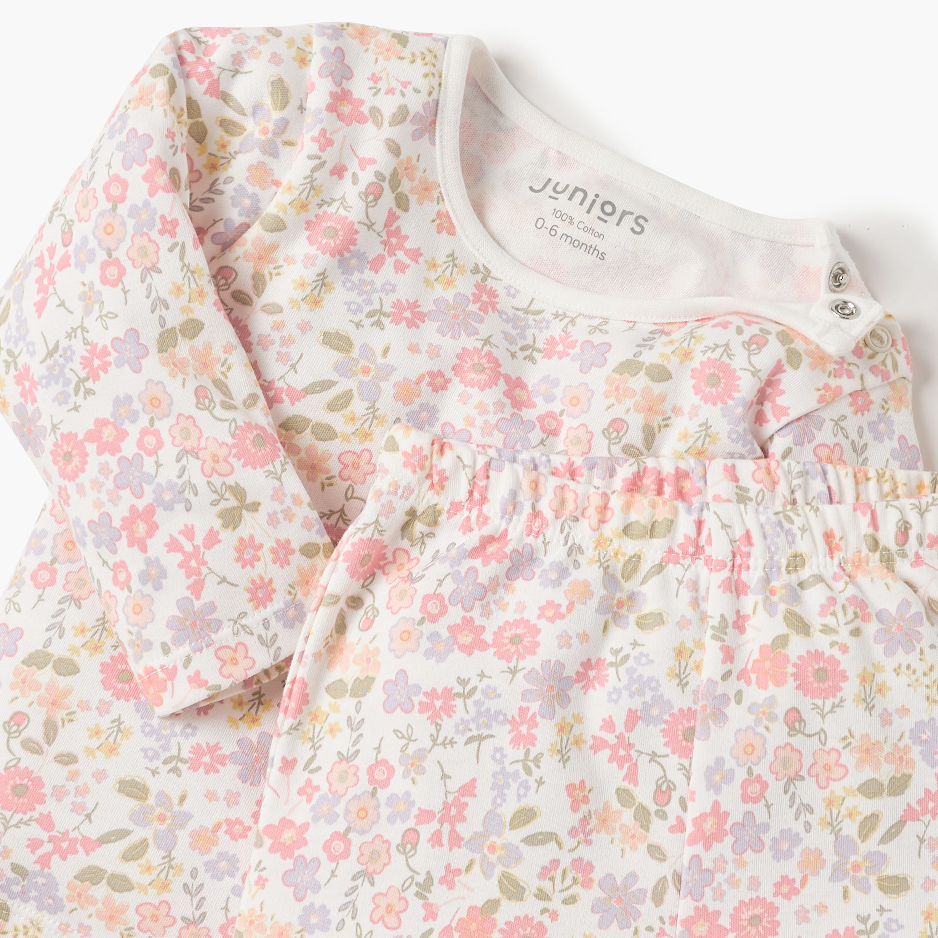 Juniors Floral Print T-shirt and Pyjama Set-baby-girls-clothing-nightwear-pyjamasets-image-4
