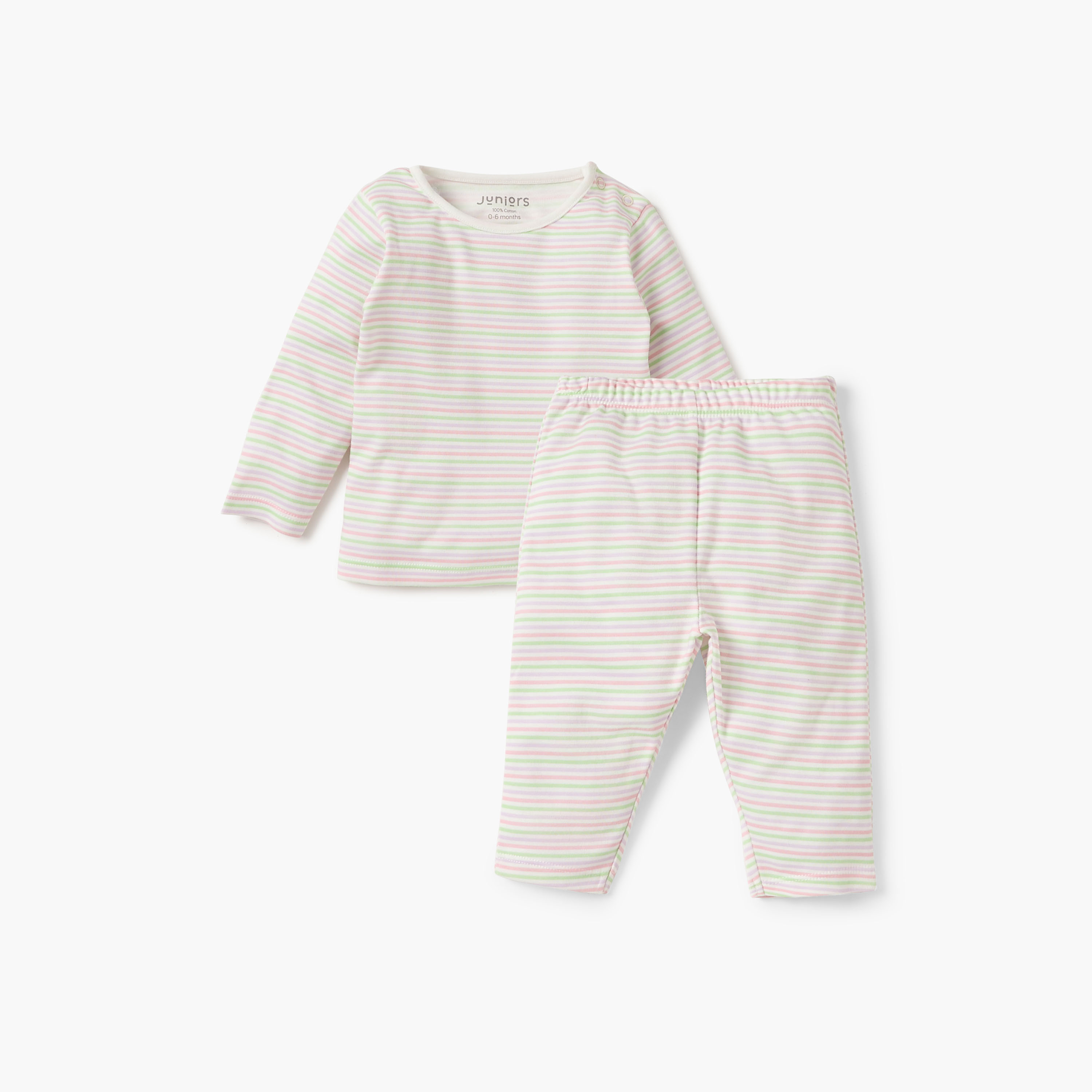 Juniors Striped T-shirt and Pyjama Set-baby-boys-clothing-nightwear-pyjamasets-image-2