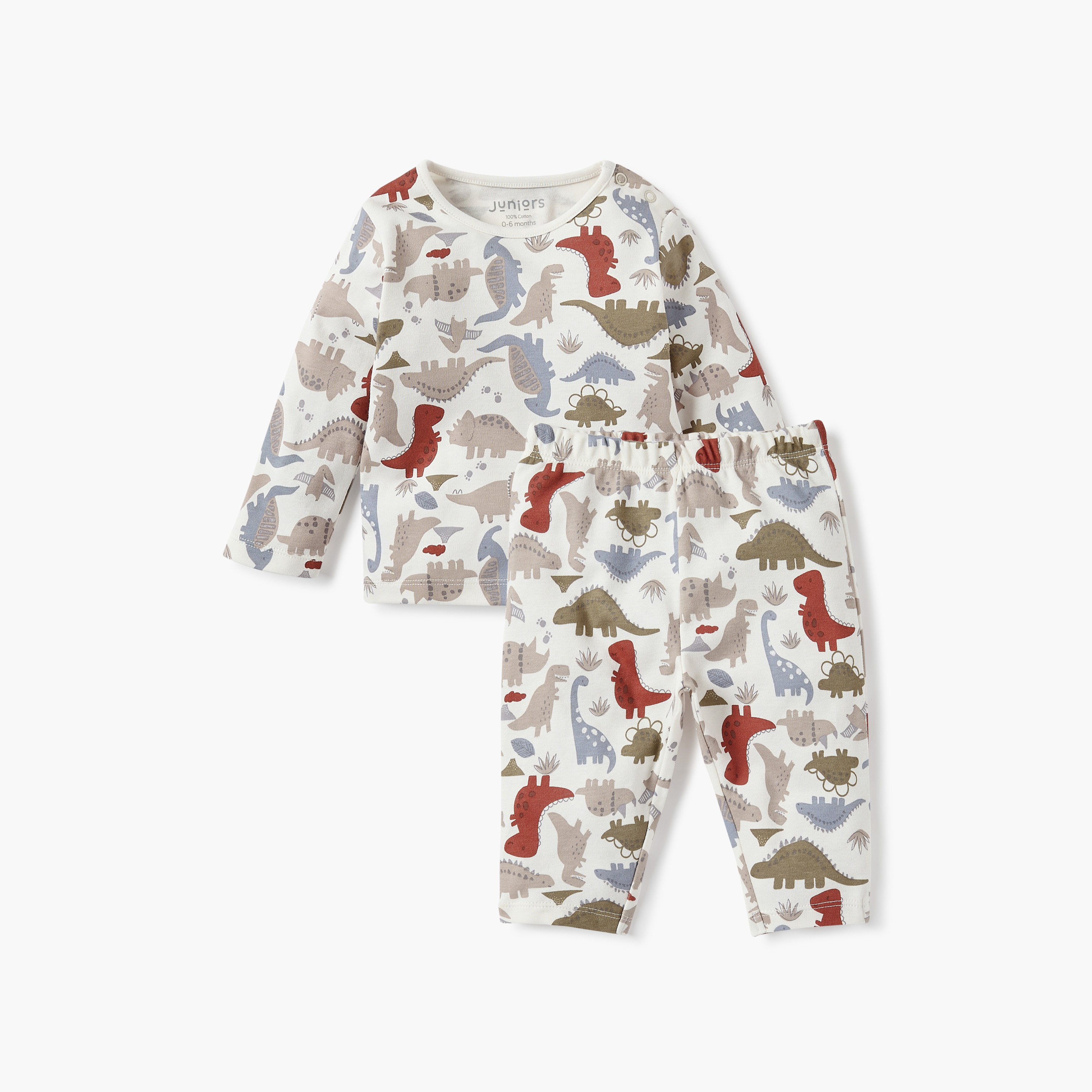 Juniors Dinosaur Print T-shirt and Pyjama Set-baby-boys-clothing-nightwear-pyjamasets-image-1