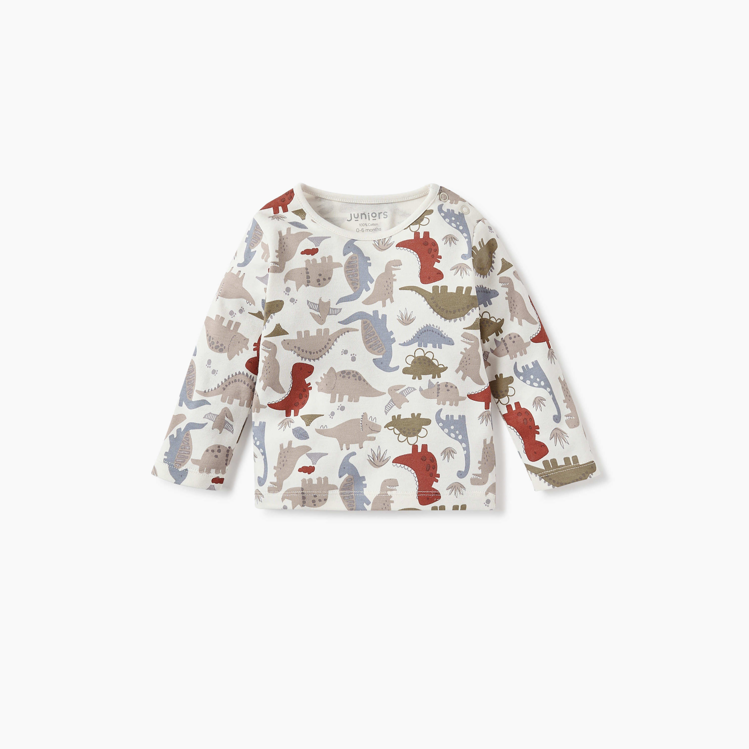 Juniors Dinosaur Print T-shirt and Pyjama Set-baby-boys-clothing-nightwear-pyjamasets-image-2