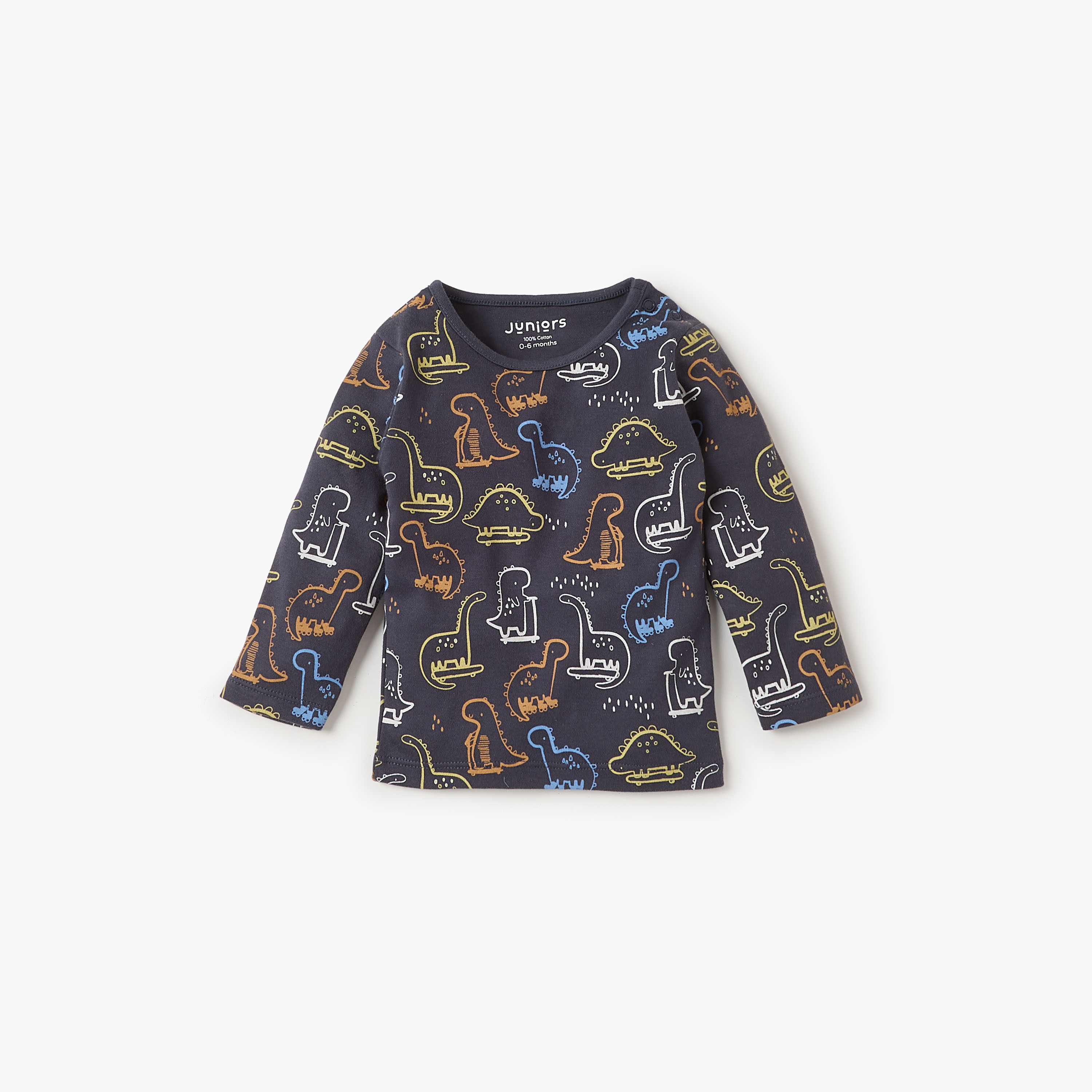 Juniors Dinosaur Print T-shirt and Pyjama Set-baby-boys-clothing-nightwear-pyjamasets-image-2