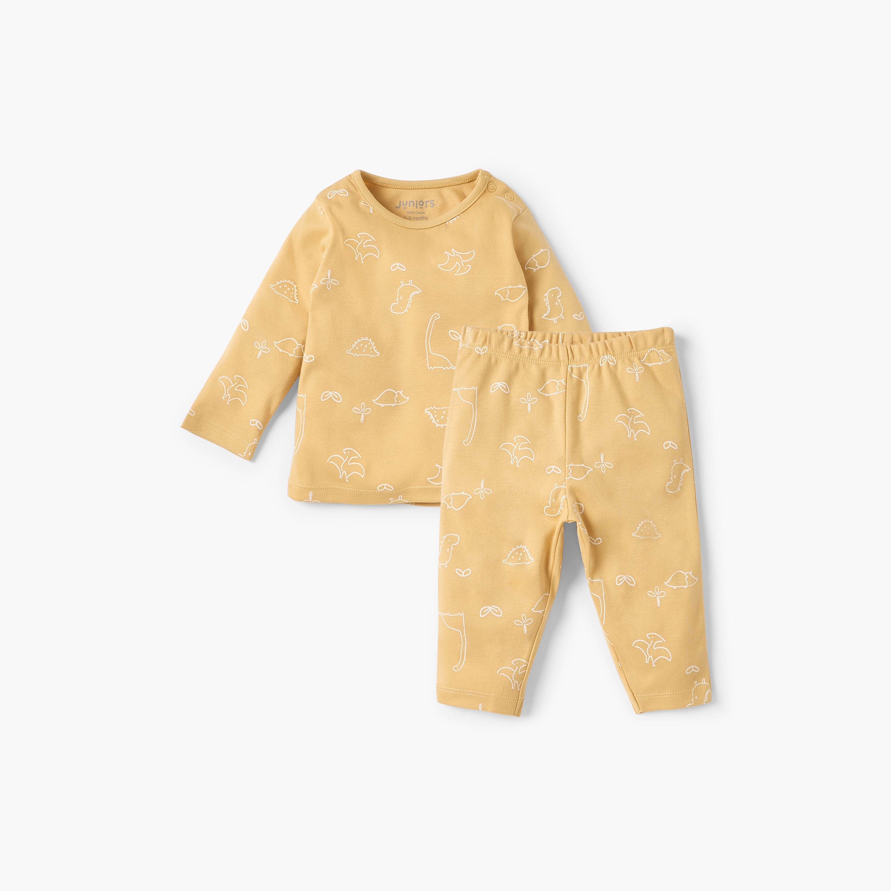 Juniors Dinosaur Print T-shirt and Pyjama Set-baby-boys-clothing-nightwear-pyjamasets-image-1
