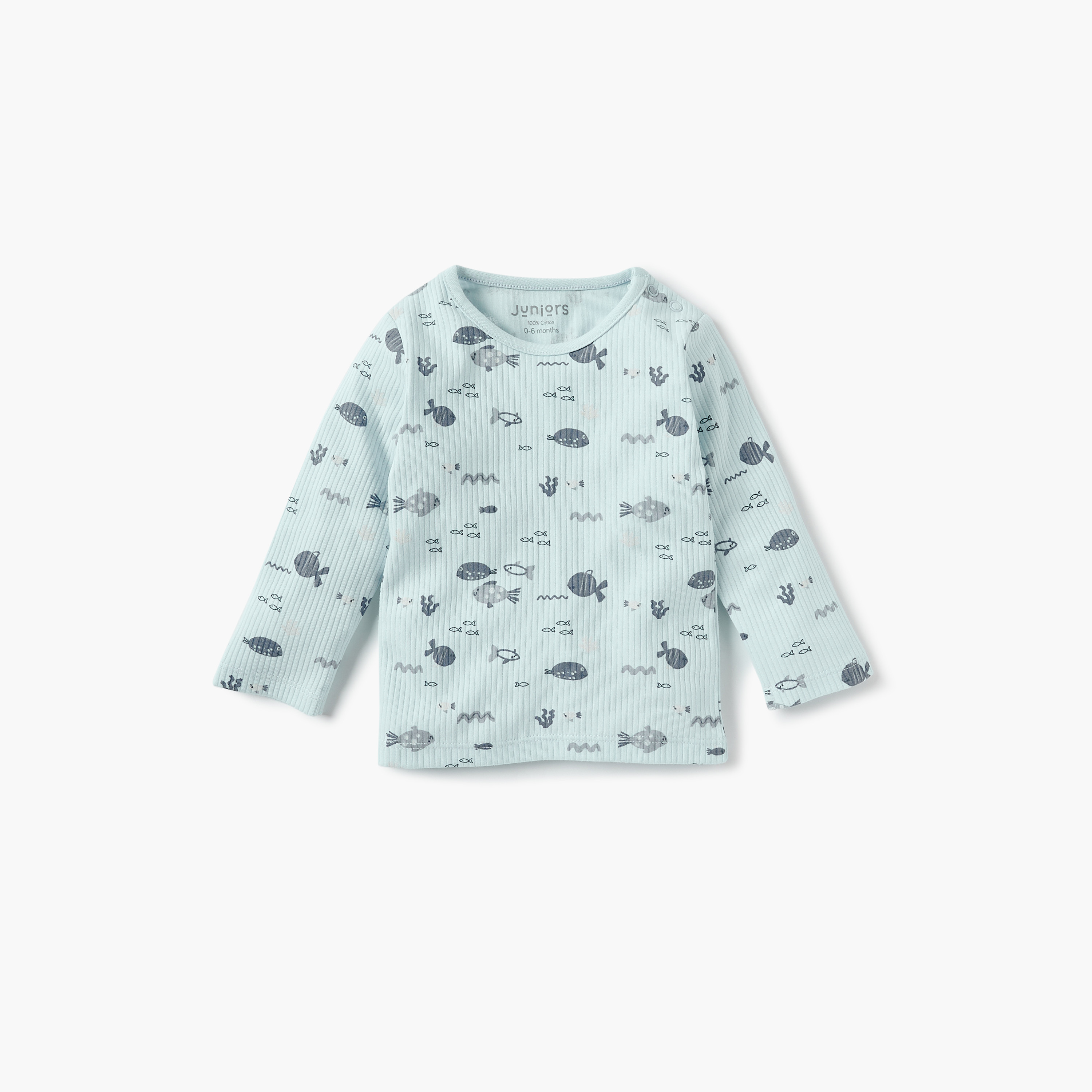 Juniors Fish Print T-shirt and Pyjama Set-baby-boys-clothing-nightwear-pyjamasets-image-2