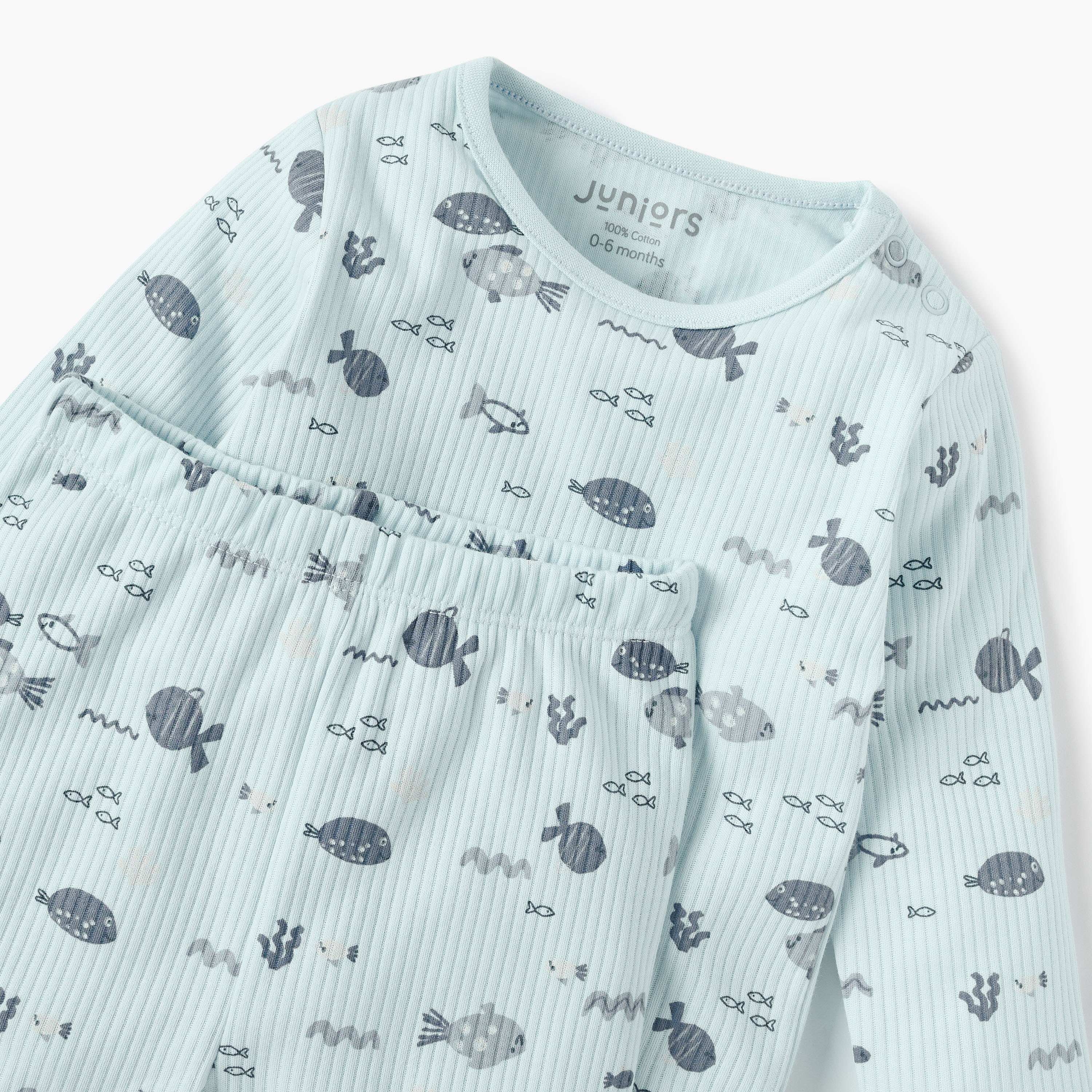Juniors Fish Print T-shirt and Pyjama Set-baby-boys-clothing-nightwear-pyjamasets-image-4