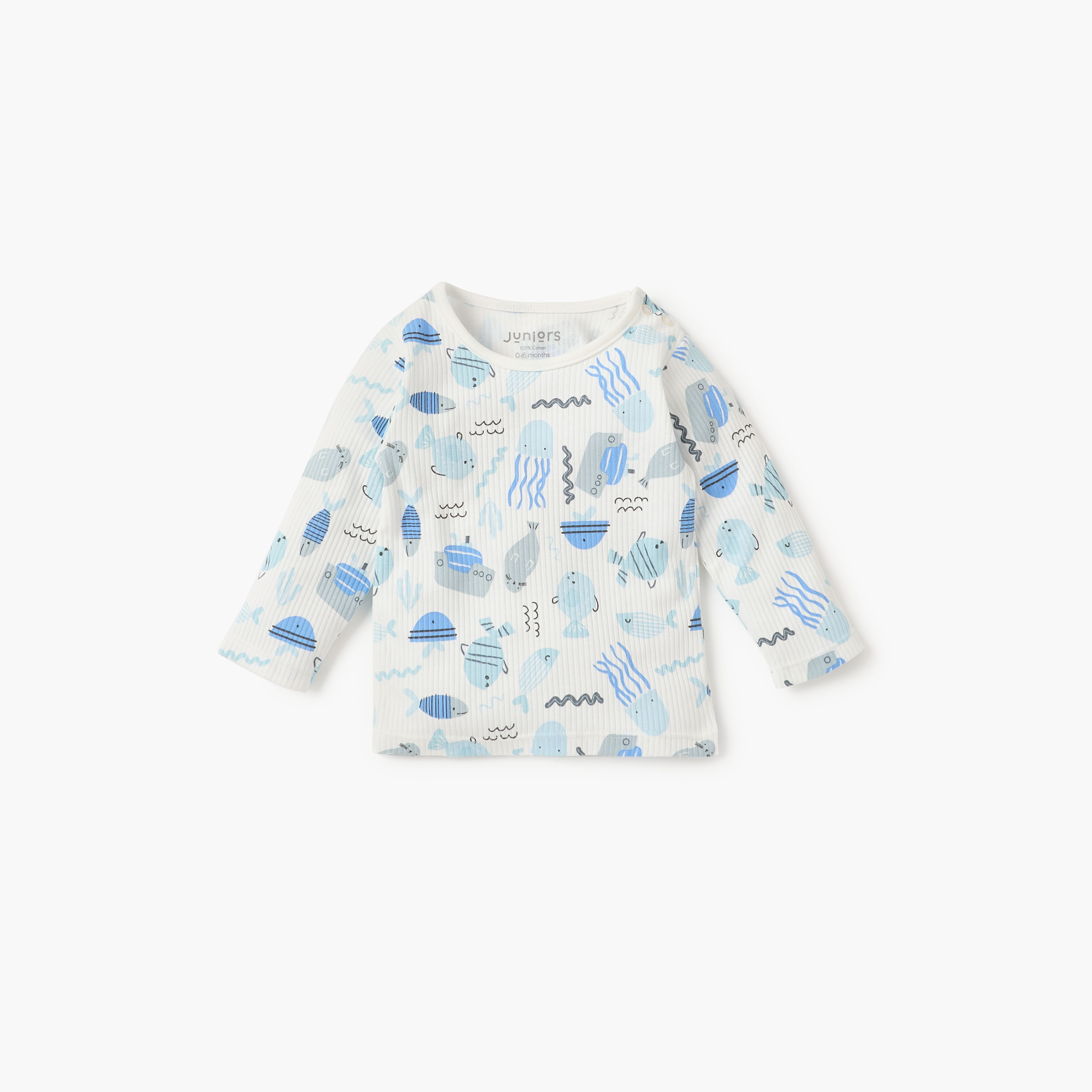 Juniors Sea Animal Print T-shirt and Pyjama Set-baby-boys-clothing-nightwear-pyjamasets-image-2