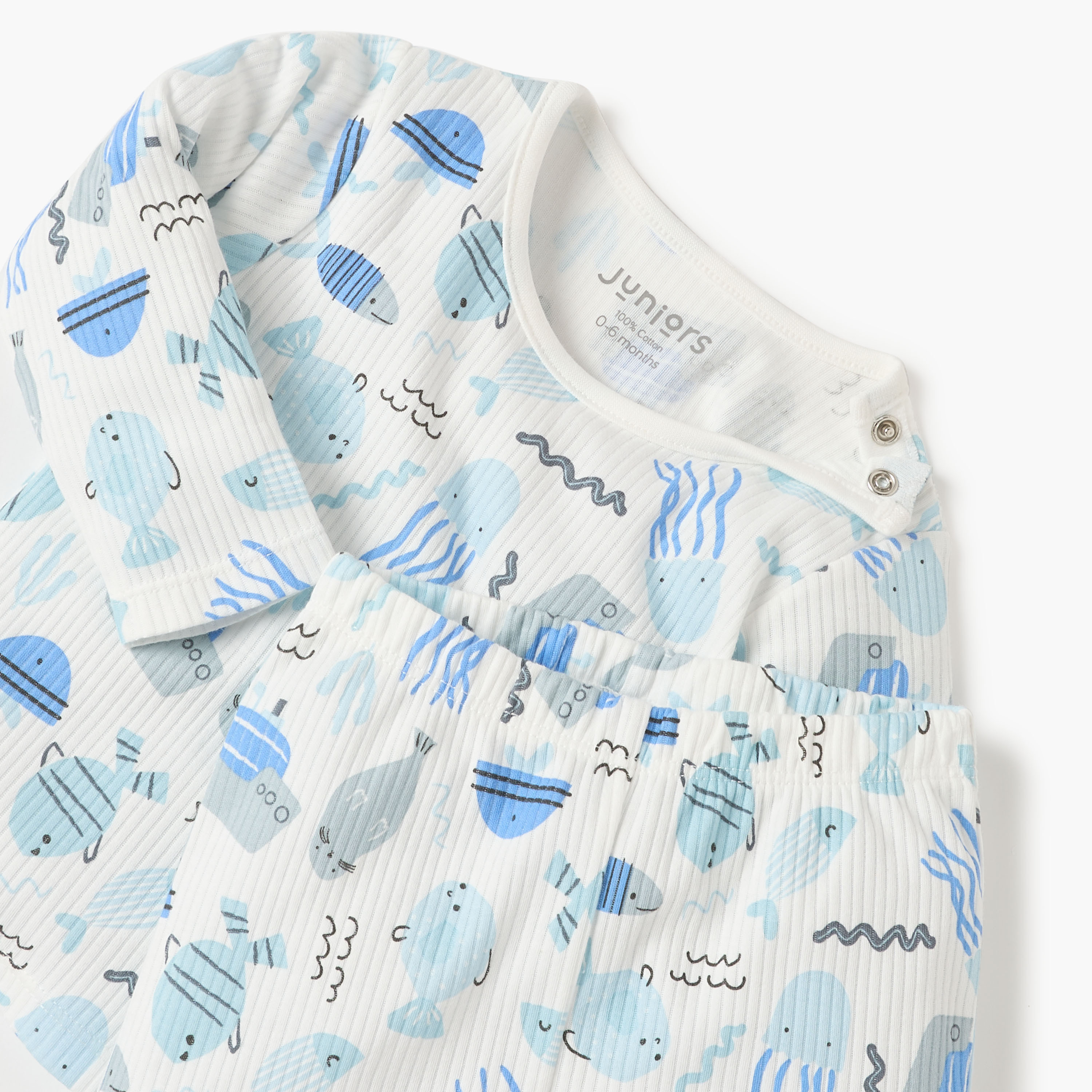 Juniors Sea Animal Print T-shirt and Pyjama Set-baby-boys-clothing-nightwear-pyjamasets-image-4