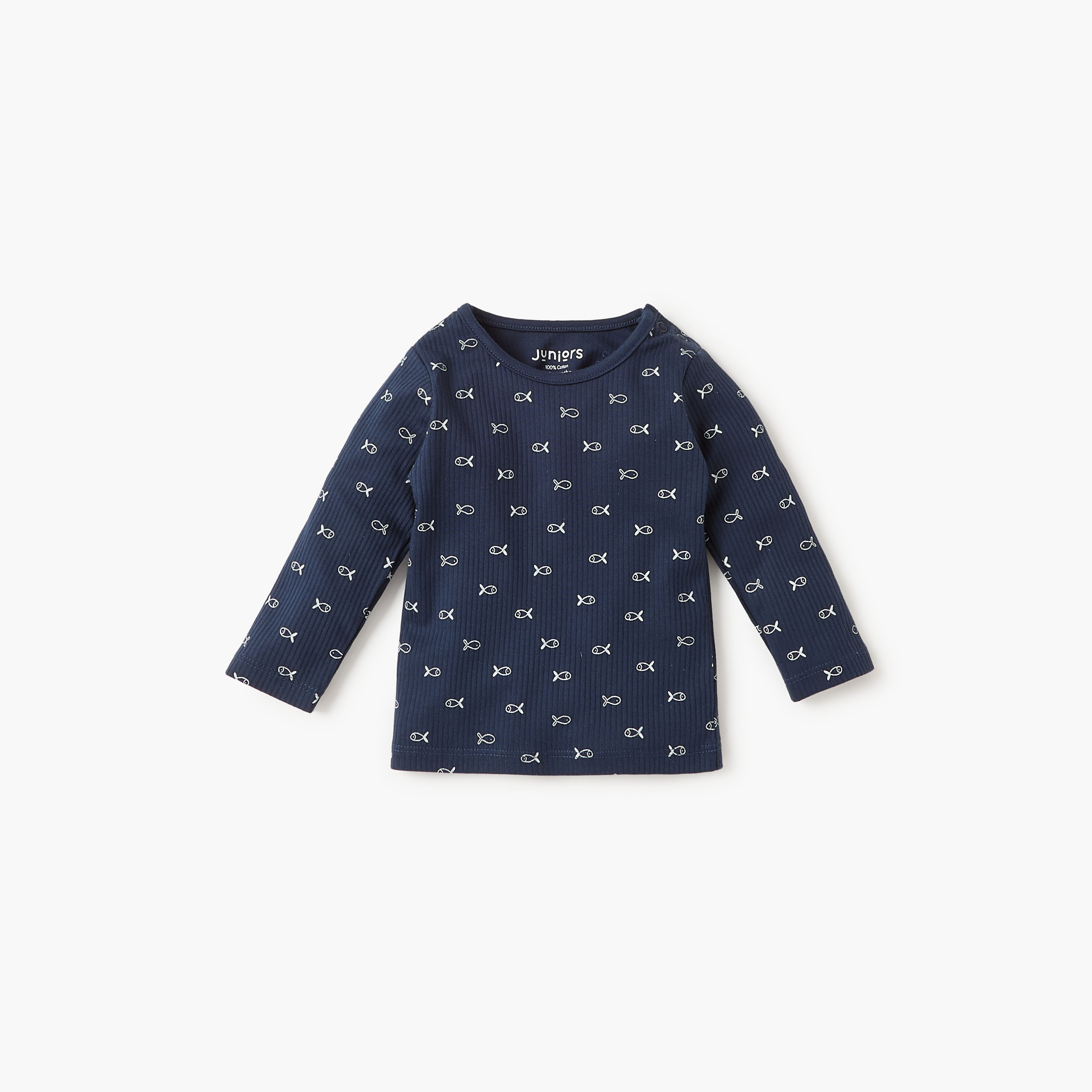 Juniors Fish Print T-shirt and Pyjama Set-baby-boys-clothing-nightwear-pyjamasets-image-2