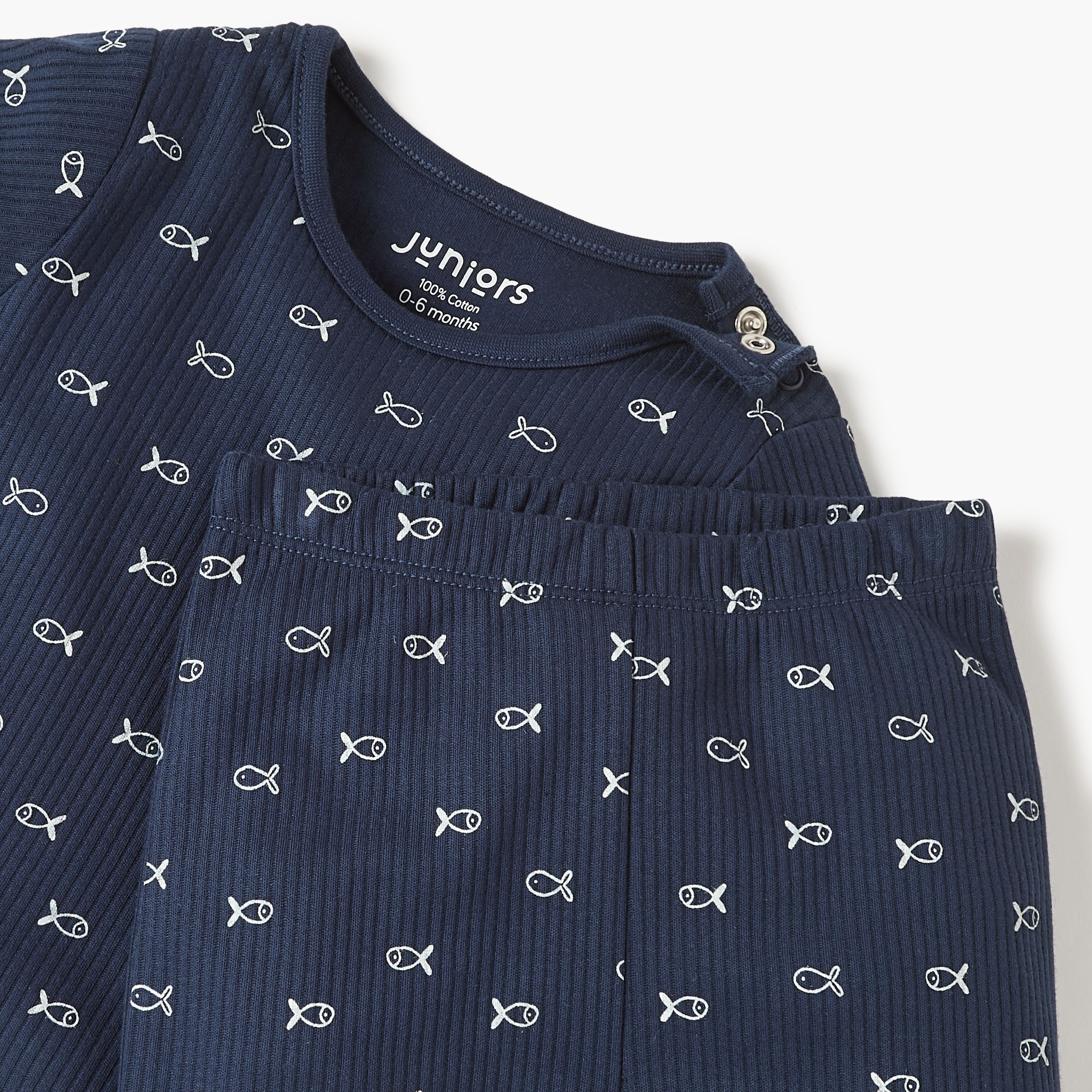 Juniors Fish Print T-shirt and Pyjama Set-baby-boys-clothing-nightwear-pyjamasets-image-4