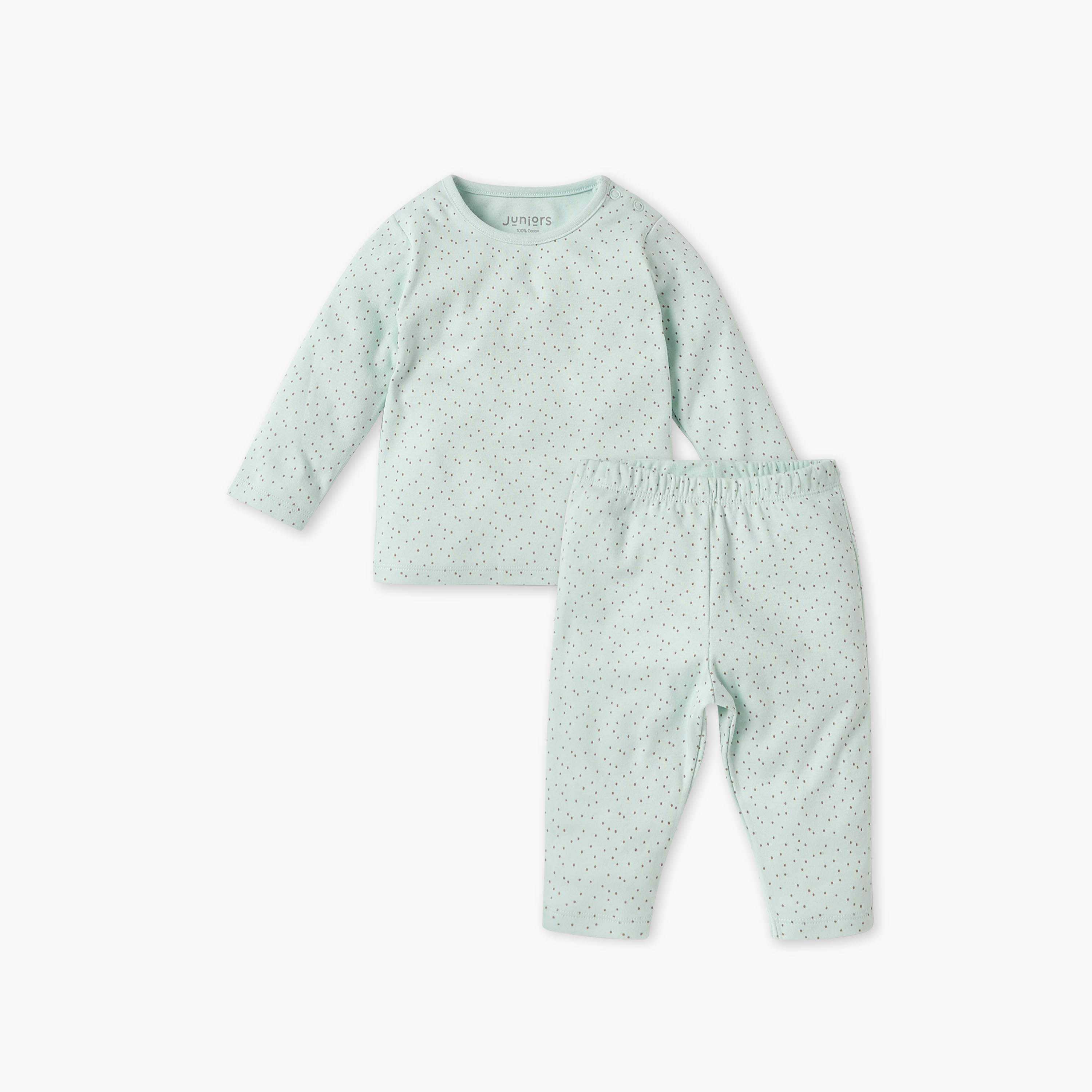 Juniors Polka Dot Print T-shirt and Pyjama Set-baby-boys-clothing-nightwear-pyjamasets-image-2