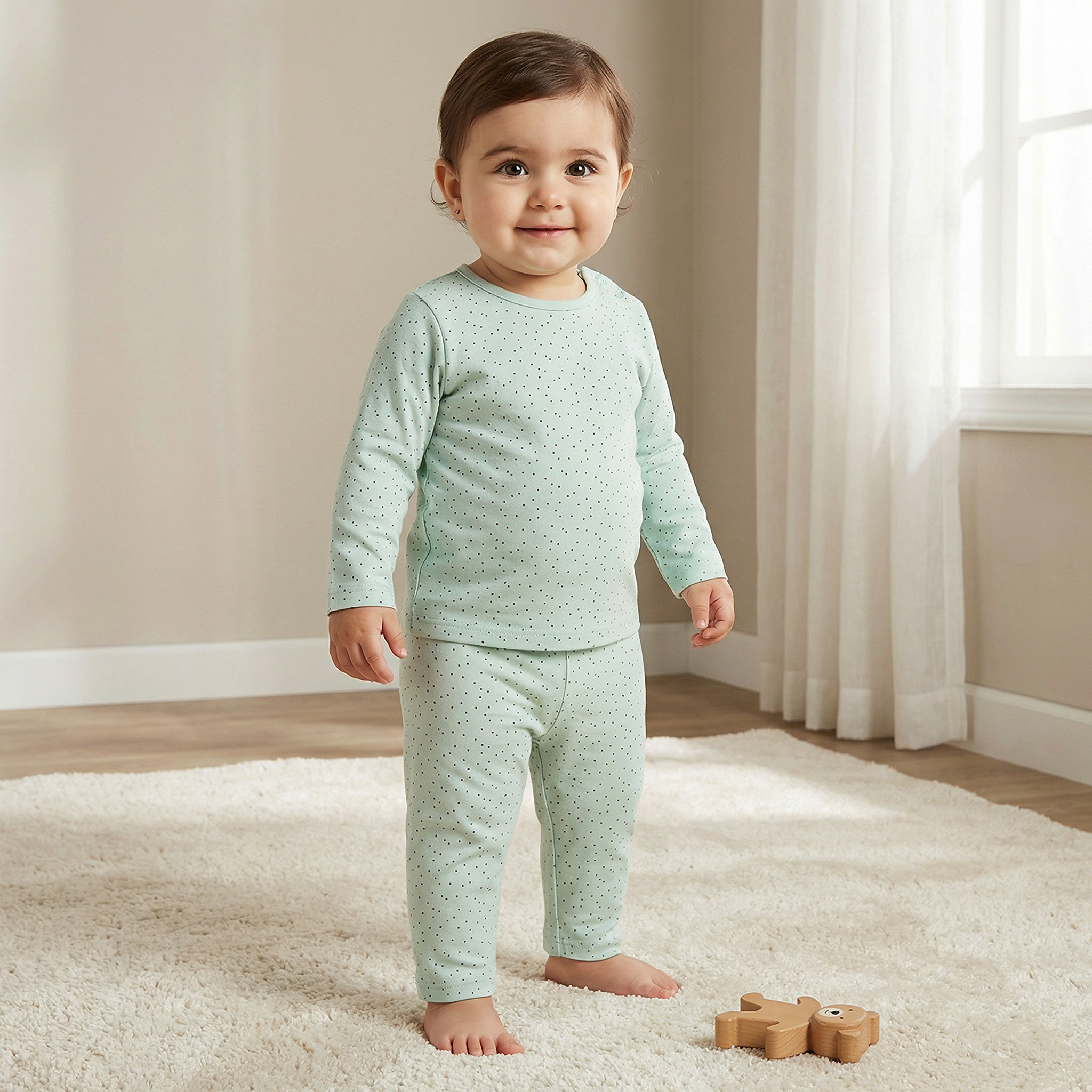 Juniors Polka Dot Print T-shirt and Pyjama Set-baby-boys-clothing-nightwear-pyjamasets-image-1