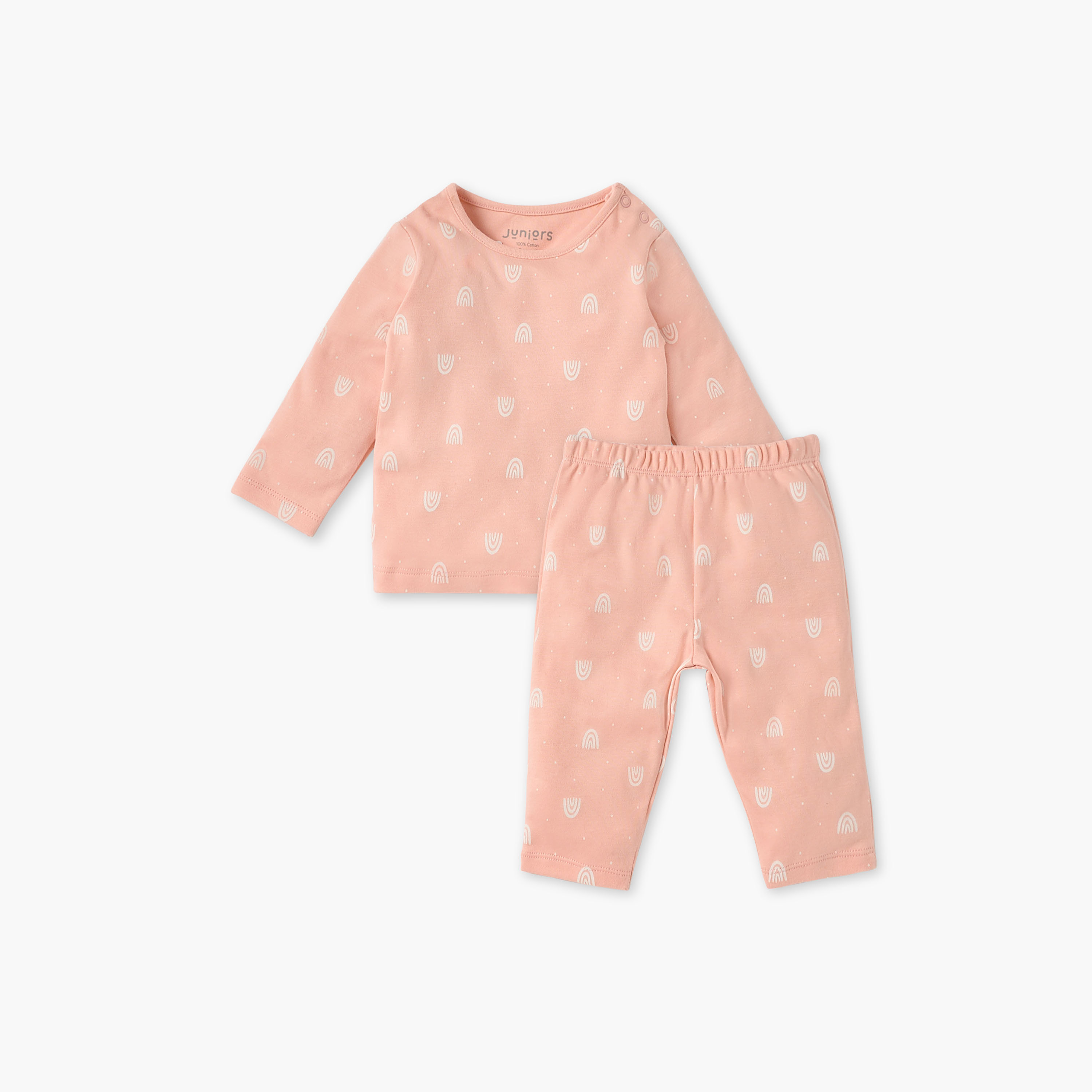 Juniors Printed T-shirt and Pyjama Set-baby-girls-clothing-nightwear-pyjamasets-image-1