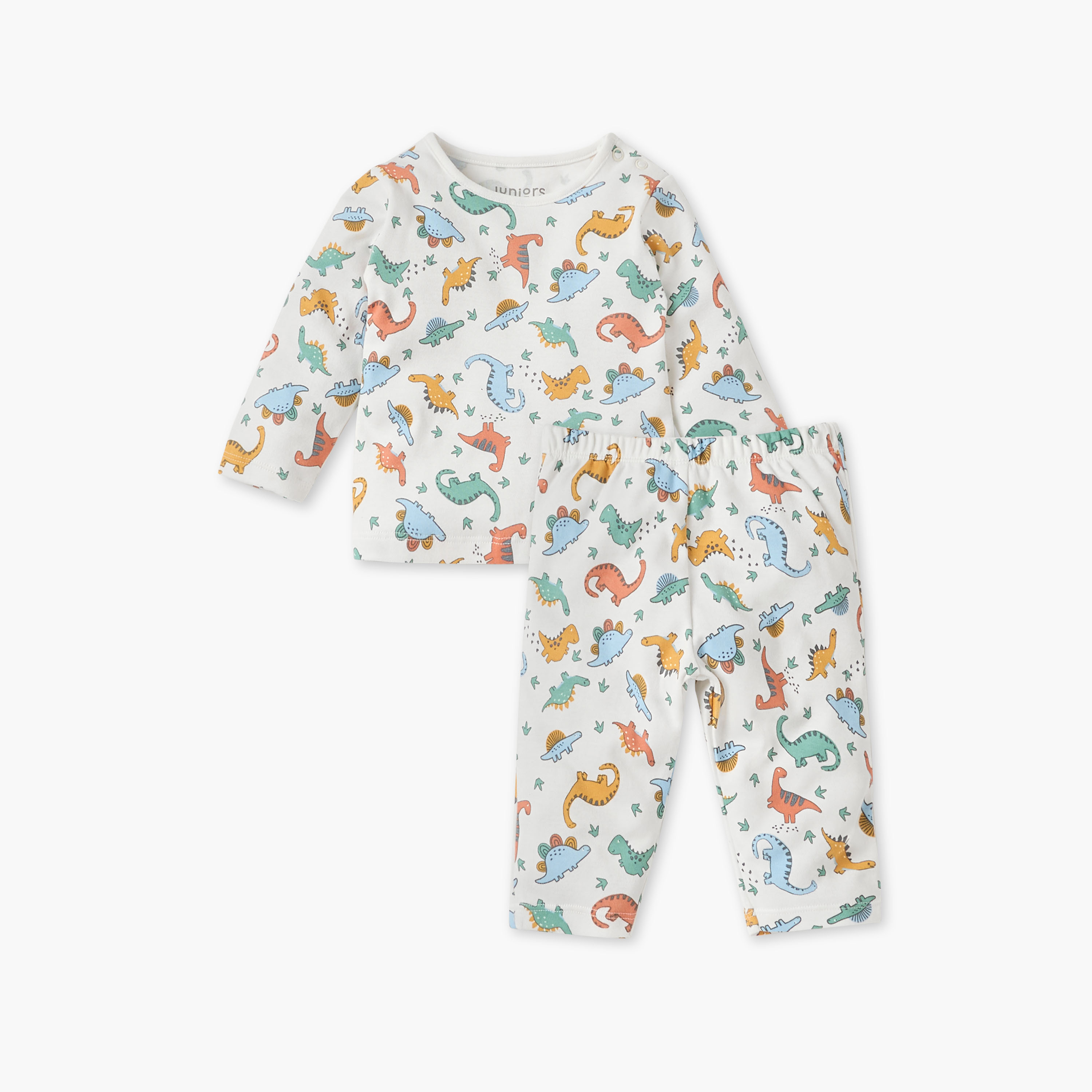 Juniors Dinosaur Print T-shirt and Pyjama Set-baby-boys-clothing-nightwear-pyjamasets-image-2