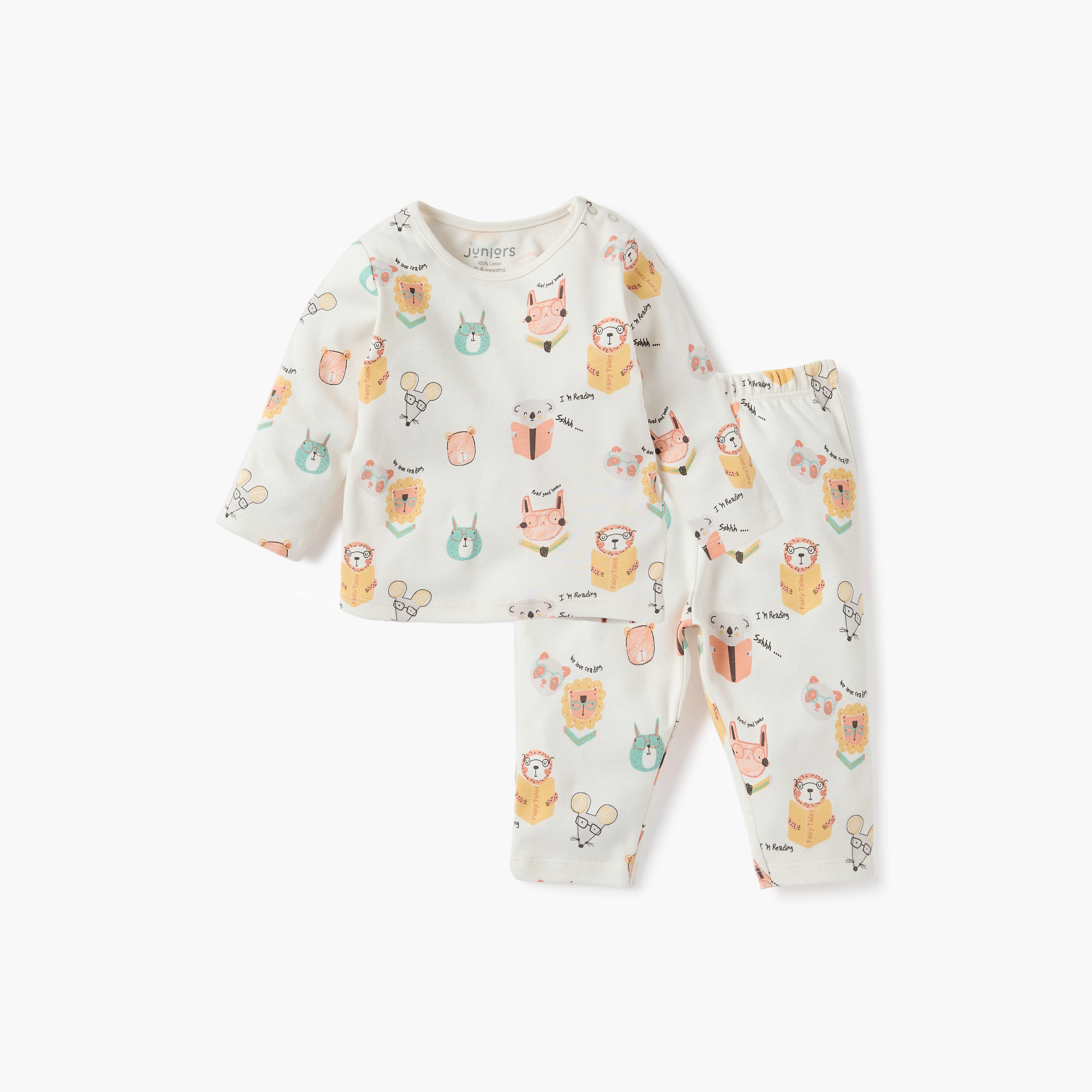 Juniors All-Over Animal Print T-shirt and Pyjama Set-baby-boys-clothing-nightwear-pyjamasets-image-1